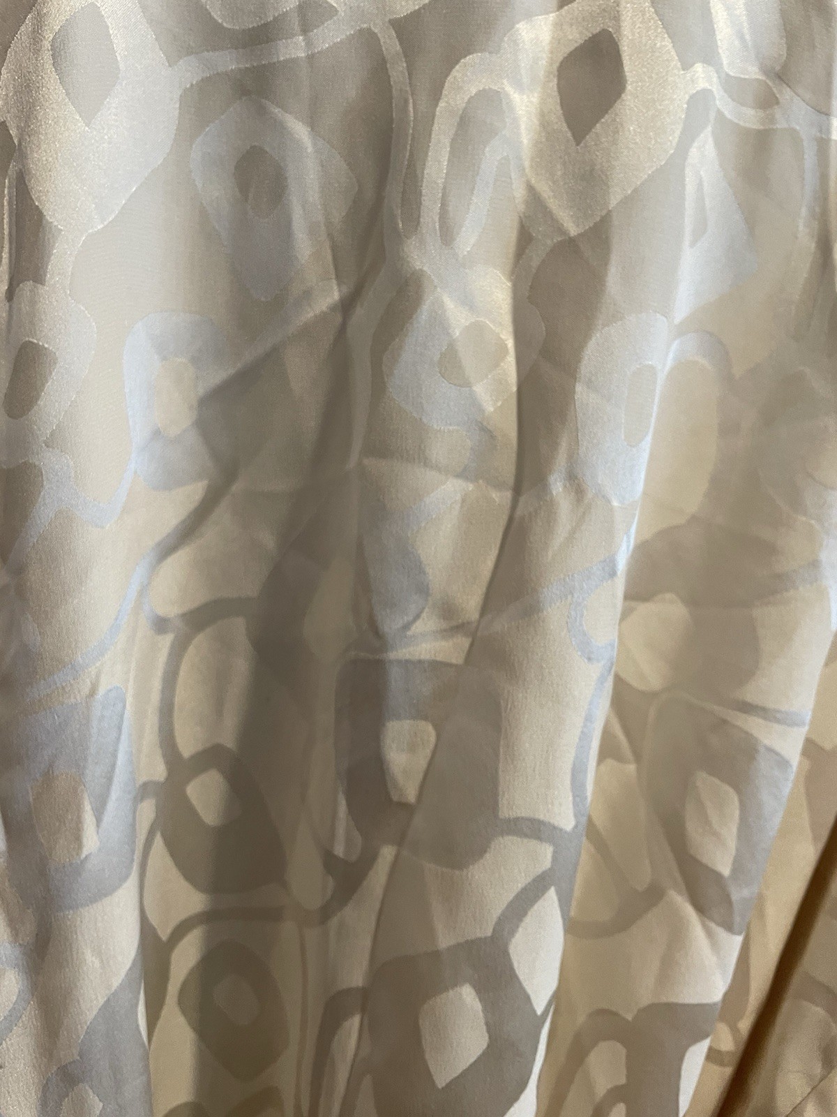 Vintage Robe 100% Silk Cream Beige Patterned Hong Kong FOUR SEASONS OS Luxury