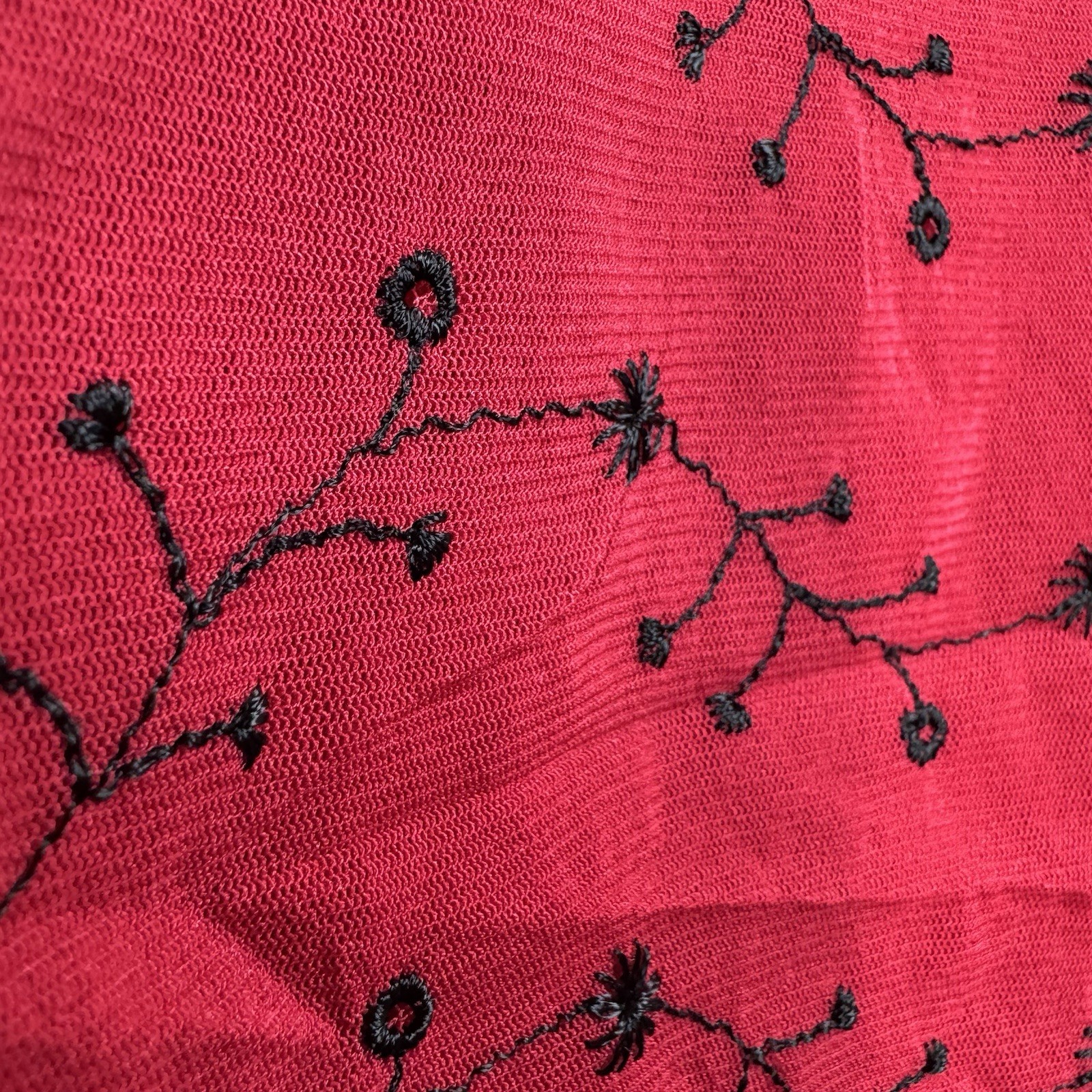 Arianne Lace Trim Tank Top Vintage Red 2000’s Embroidered Mesh Size Small Y2K