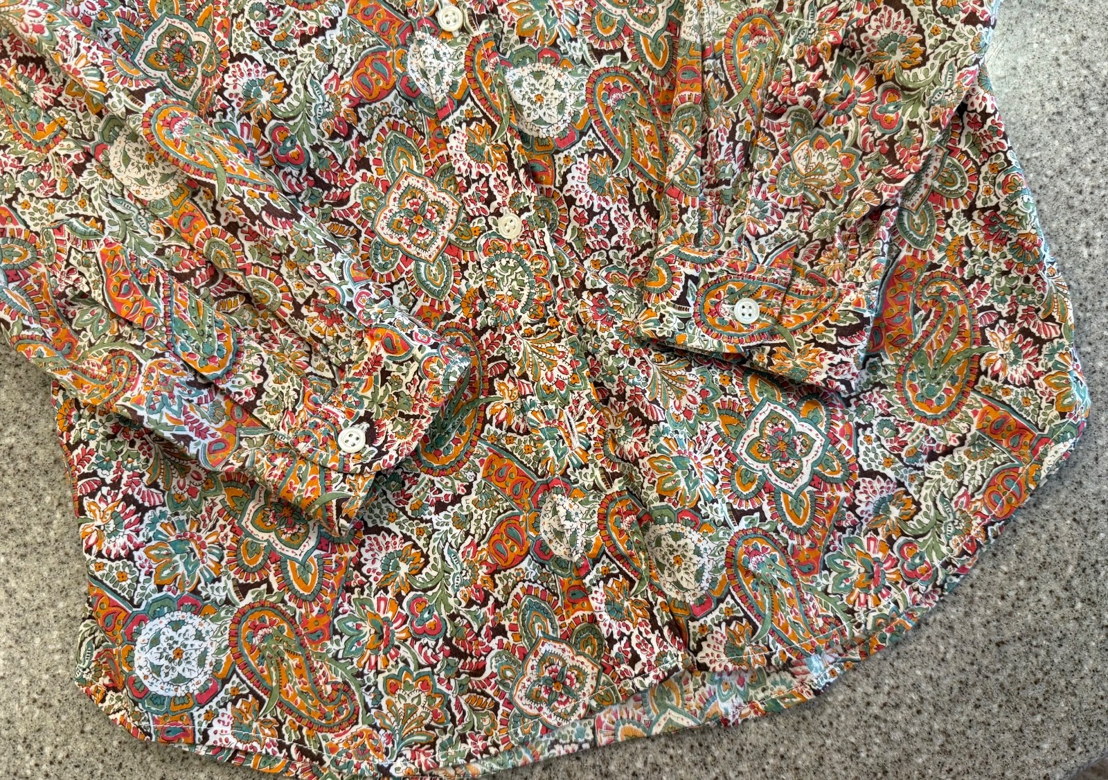 CACHAREL LA CHEMISERIE France Vtg &rsquo;70s Floral/Paisley Long Slv Cotton Blouse S/M
