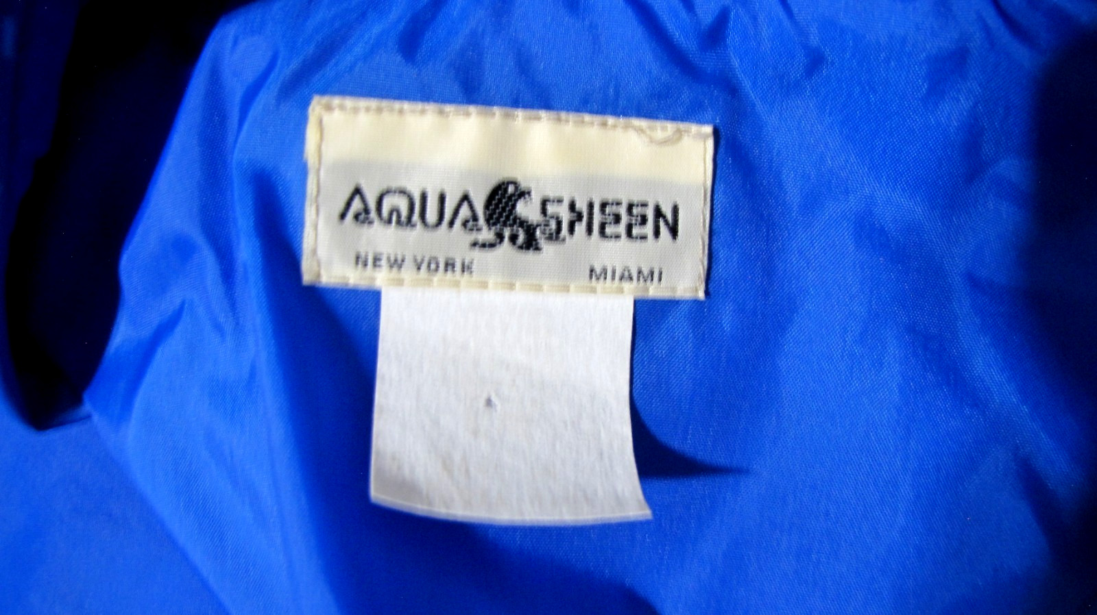 VTG Aqua Sheen Royal-Blue Button Raincoat Trenchcoat Packable Lightweight Wm S/M