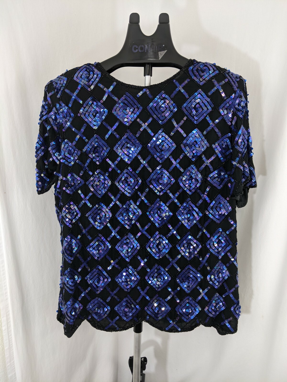 VTG Patra / Stenay Black and Blue Beaded Sequined Blouse