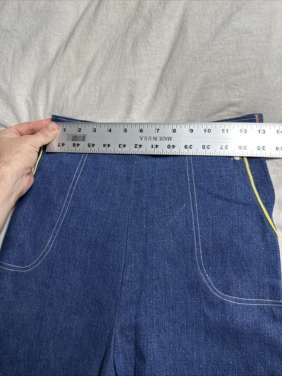 VTG WOMENS 26X24 Handmade Selvedge DENIM SIDE ZIP JEANS PANTS Pearl Snap