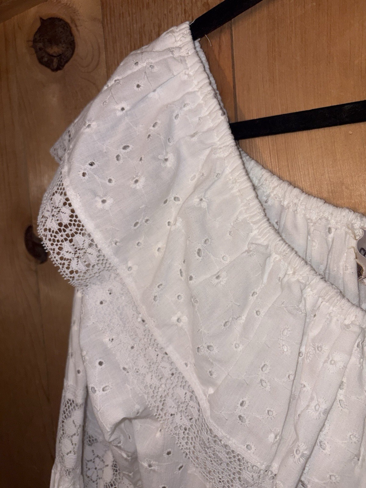 Vtg 70&rsquo;s David Brown CA Prairie Cottagecore Dress Tiered Eyelet L/XL READ Tag S