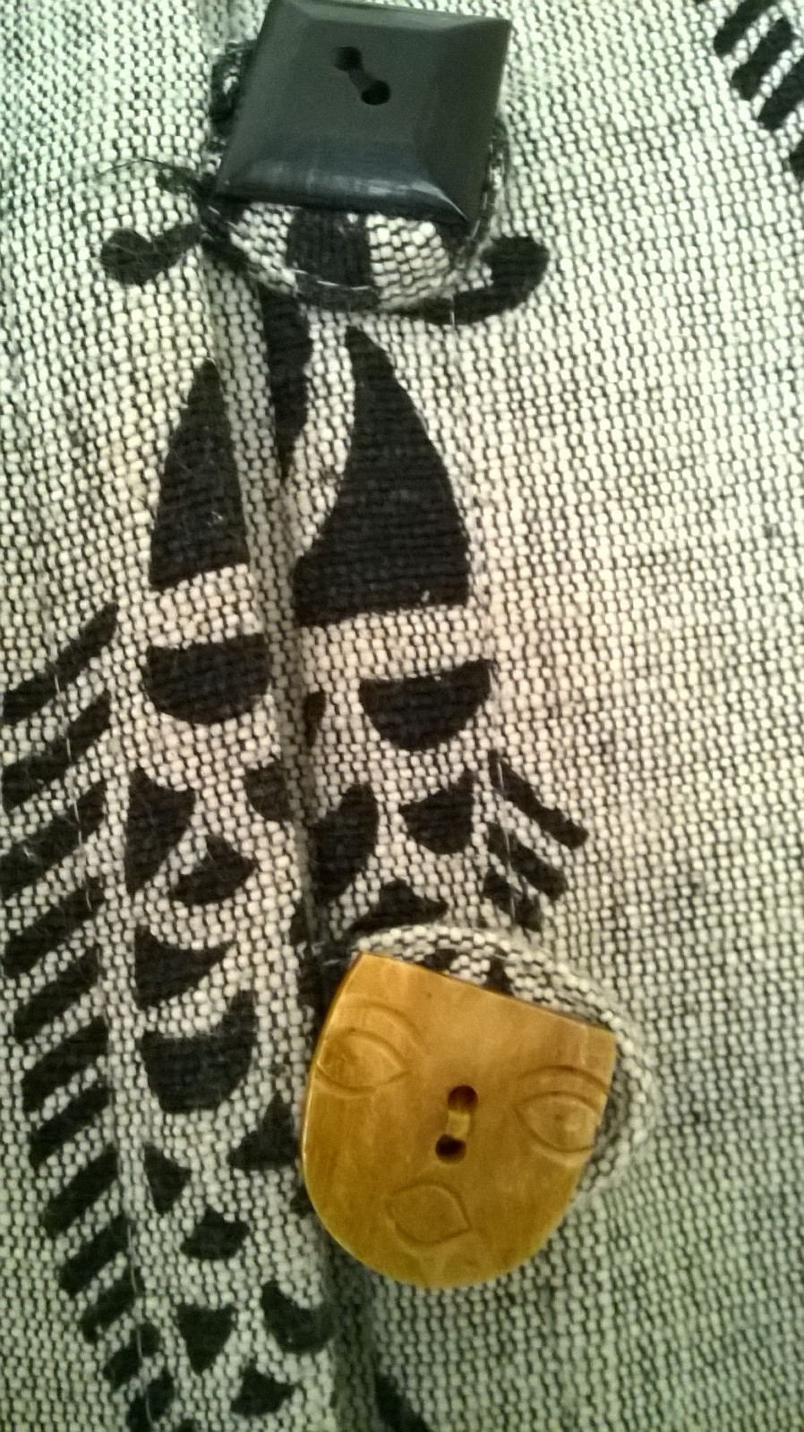 Nepal Cheppu Jacket Size Med Fish Print Made In Nepal Wood Resin buttons 1980s