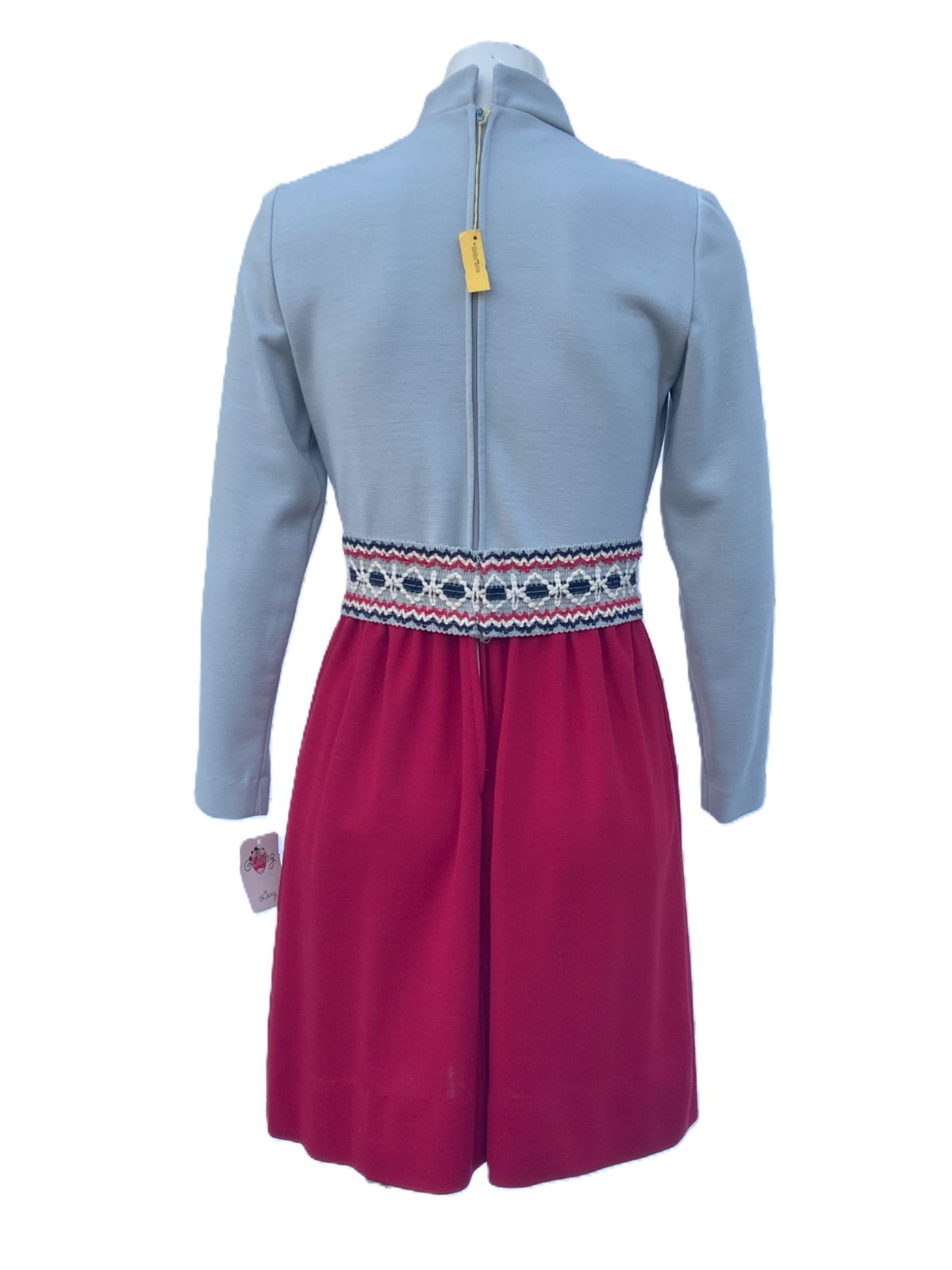 Lanz Vintage 60s Nancy Sinatra GoGo Mod Long Sleeve Mock Neck Belted Dress 13