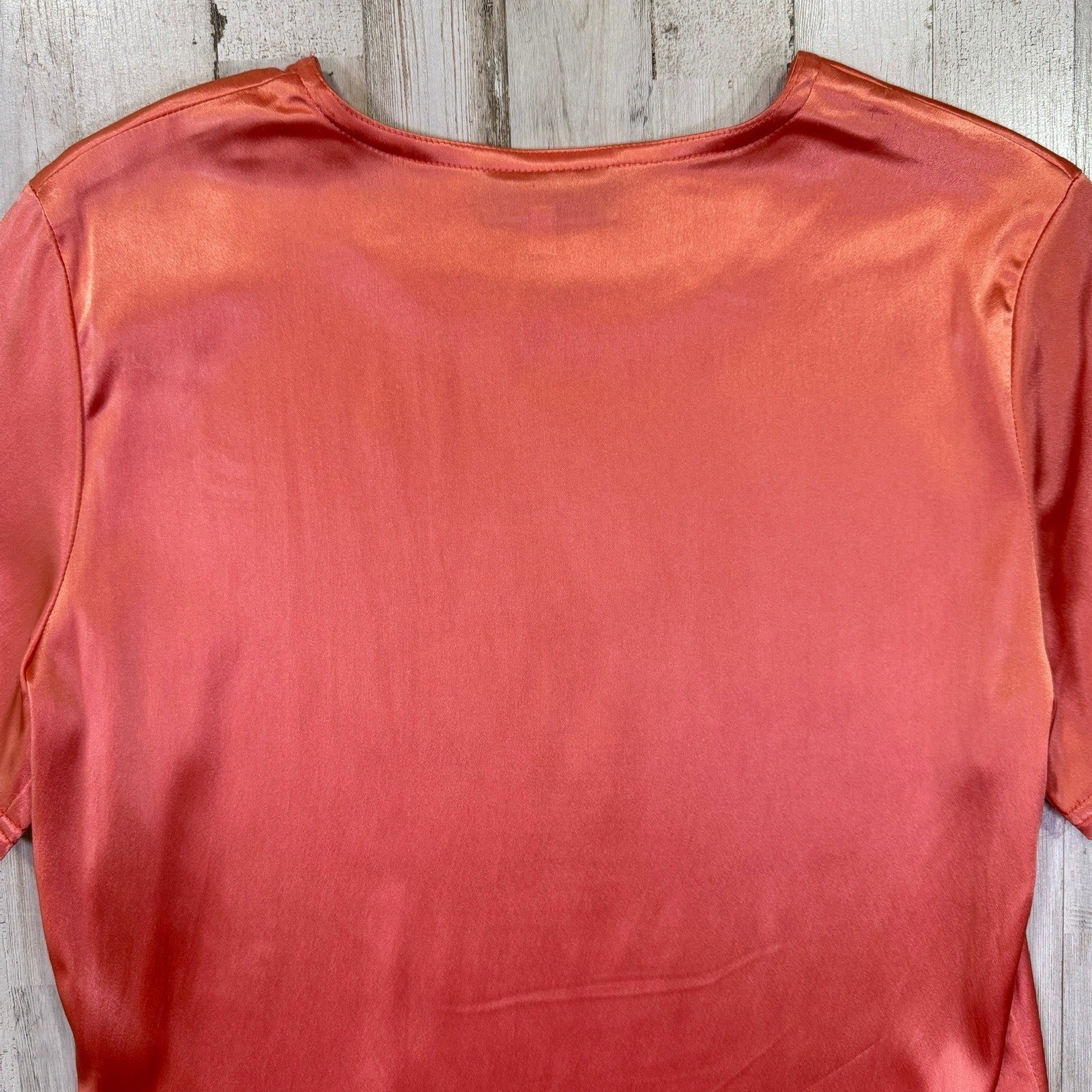 Double D Ranch Top Women Small Peach Silky Short Sleeve Western Vintage 90s
