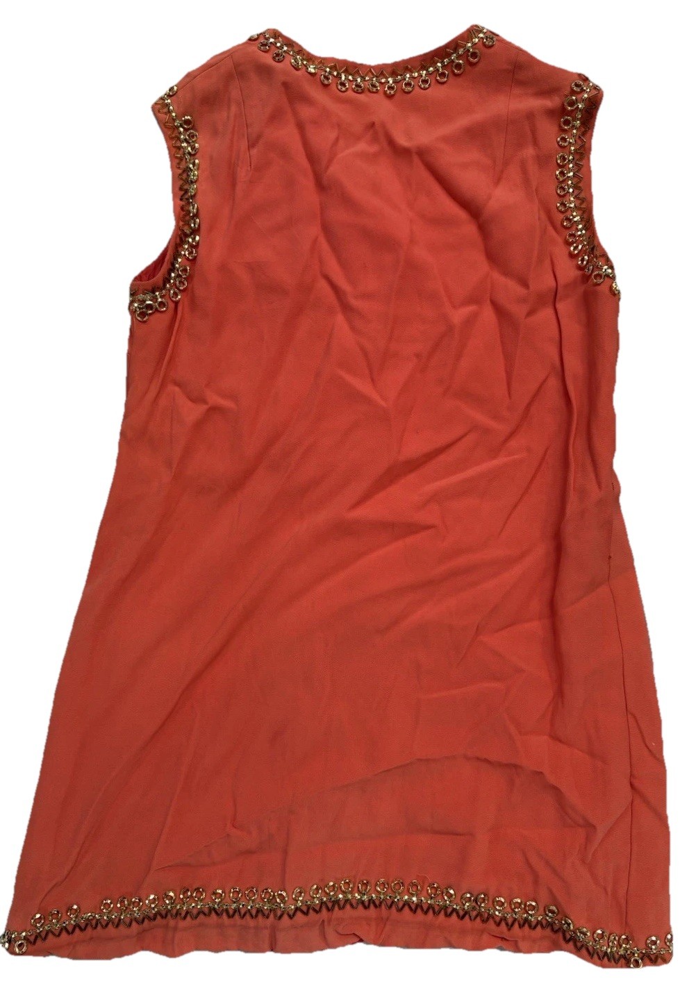 1960s Estelle Allardale Designer Orange Gold Beaded Blouse Retro Small MOD