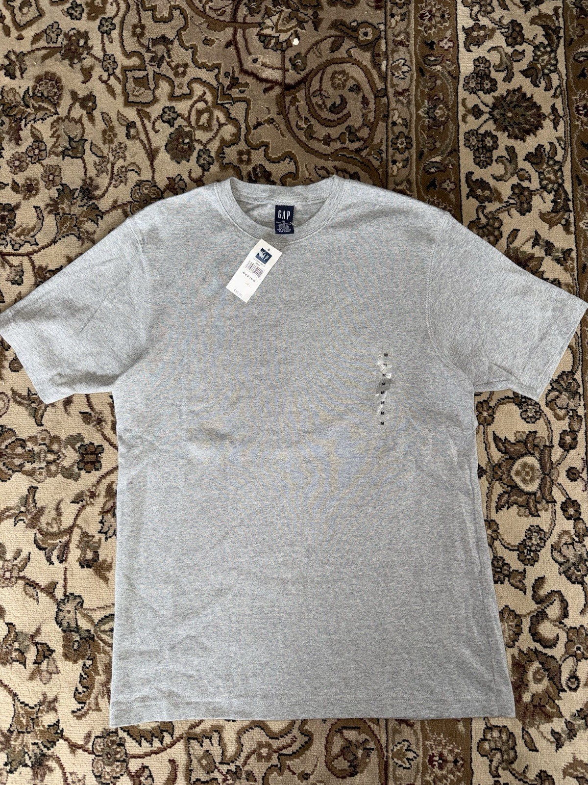 NOS Vintage Gap T Shirt New With Tags Y2K Grey Size Medium Ribbed Knit Top