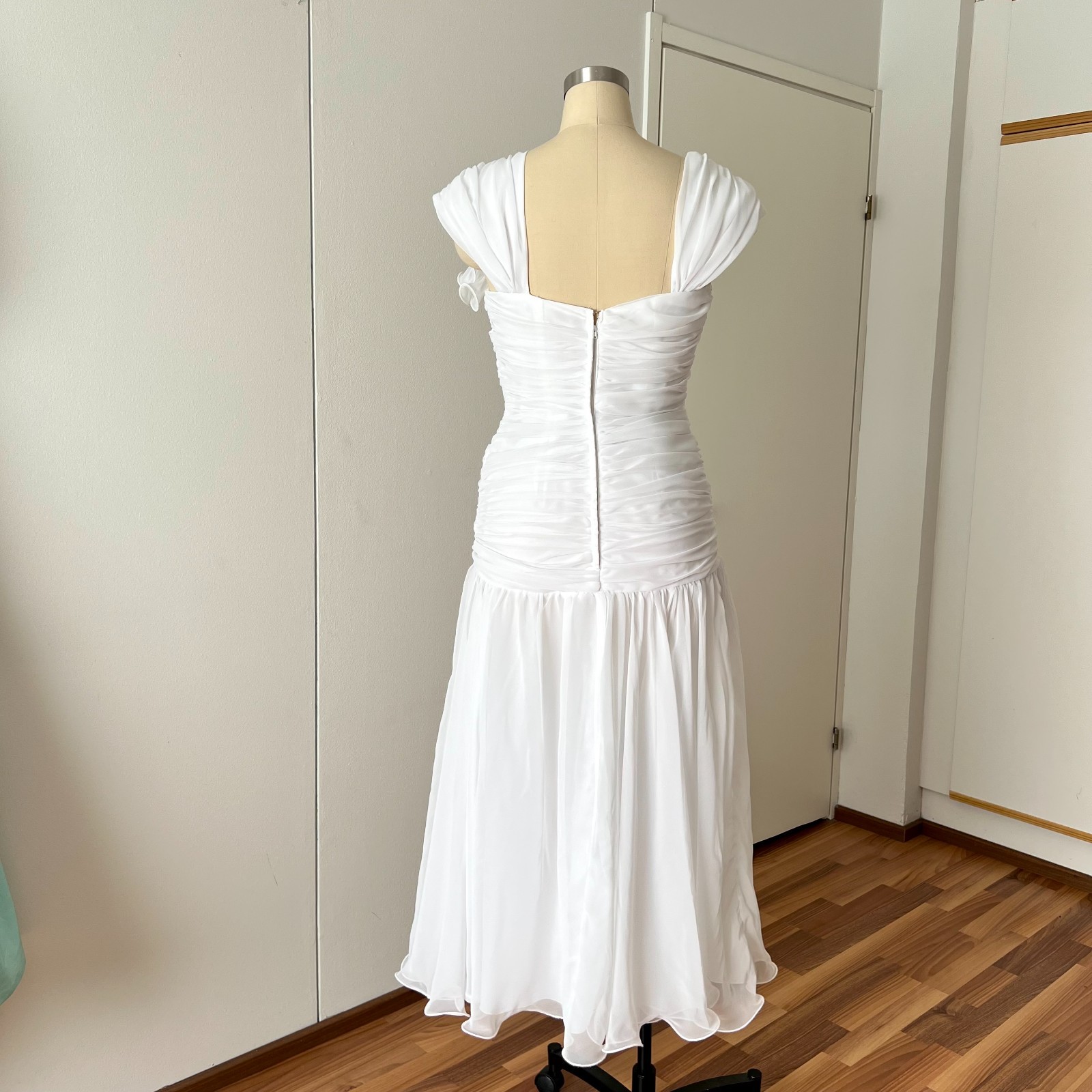1980s JOHN CHARLES Minimalist Wedding Dress Drop Waist Bridal Fairytale Romantic