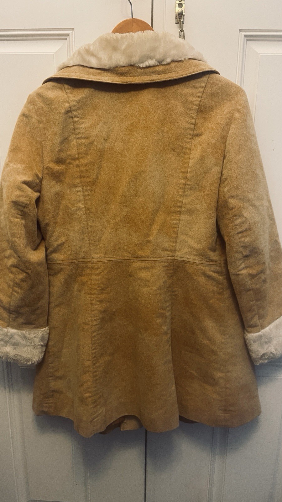 Vintage Heeksuede Double Breasted Faux Suede&Fur Women&rsquo;s BeigeCoat Sz M, Holland