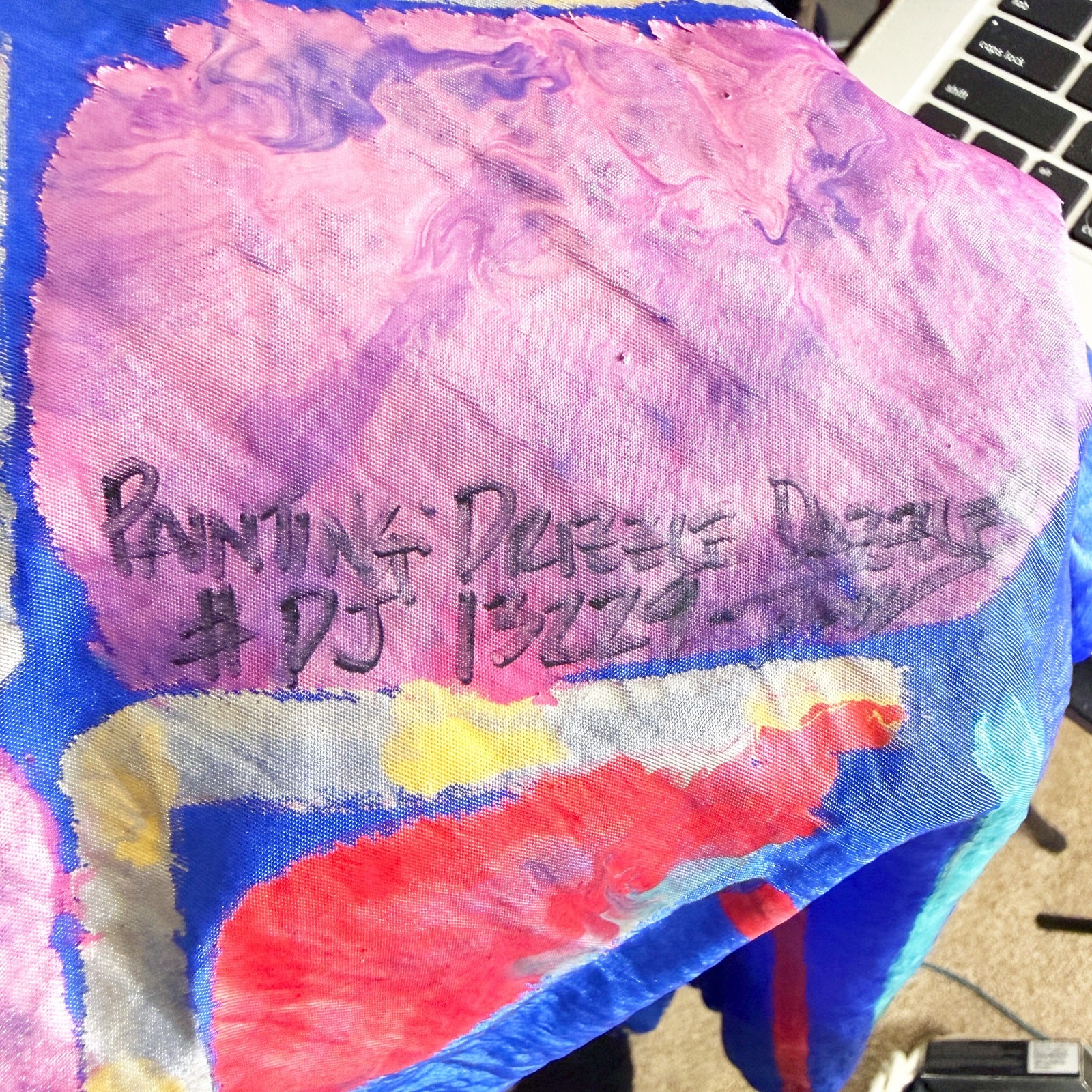 Vintage 90s Ann Original Blue/Multicolor Hand Painted Oversized Windbreaker EUC