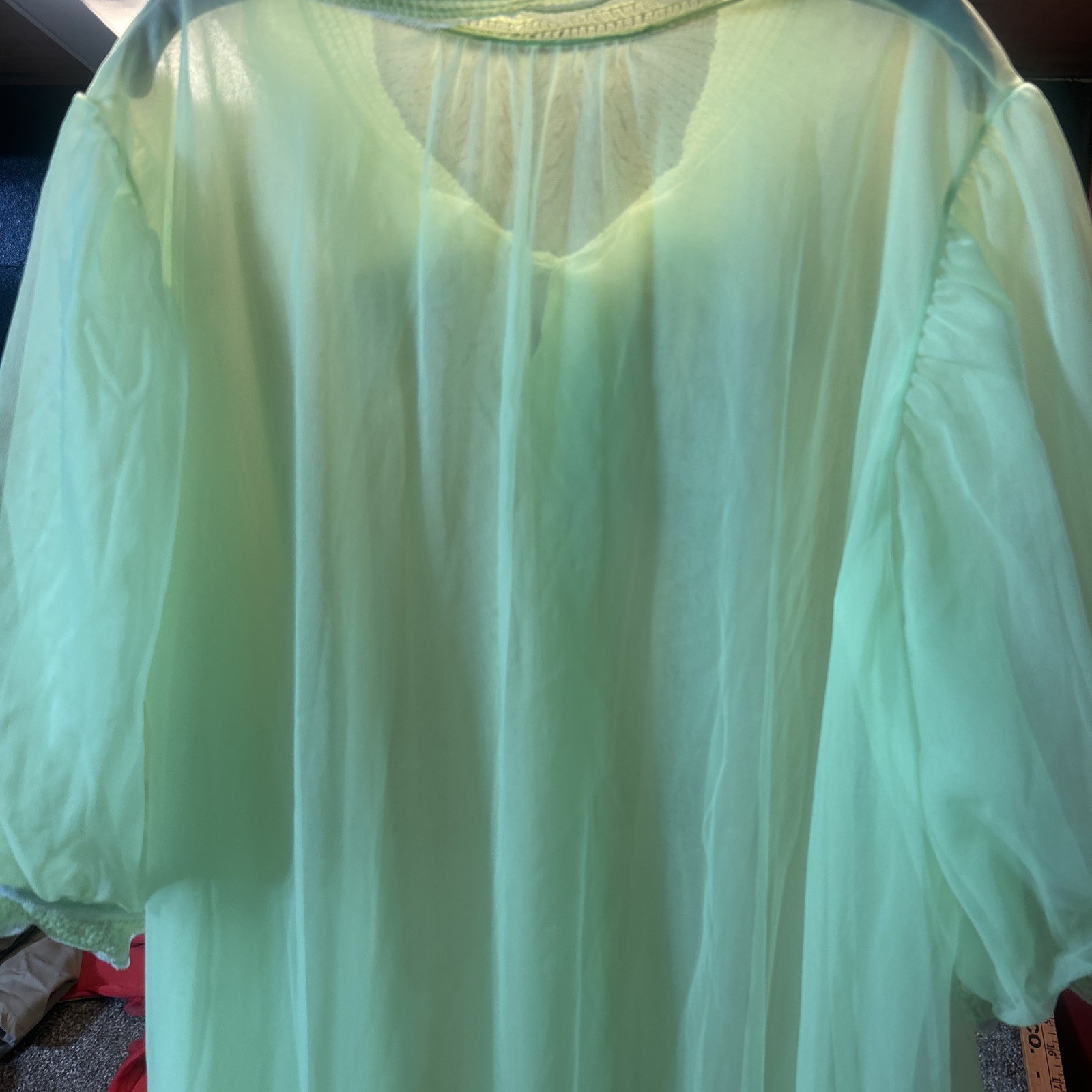VTG Vassarette Munsingwear Yellow / Mint Sheer See Thru Sz MED