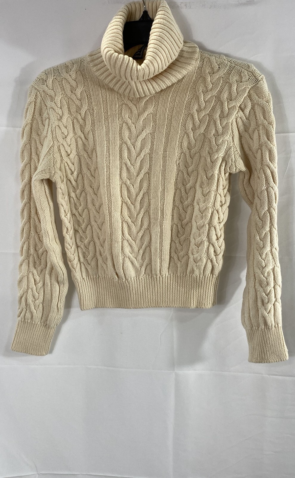 Vintage 90s Gianni Versace Couture Women&rsquo;s Cream Cable Knit Turtleneck Sweater