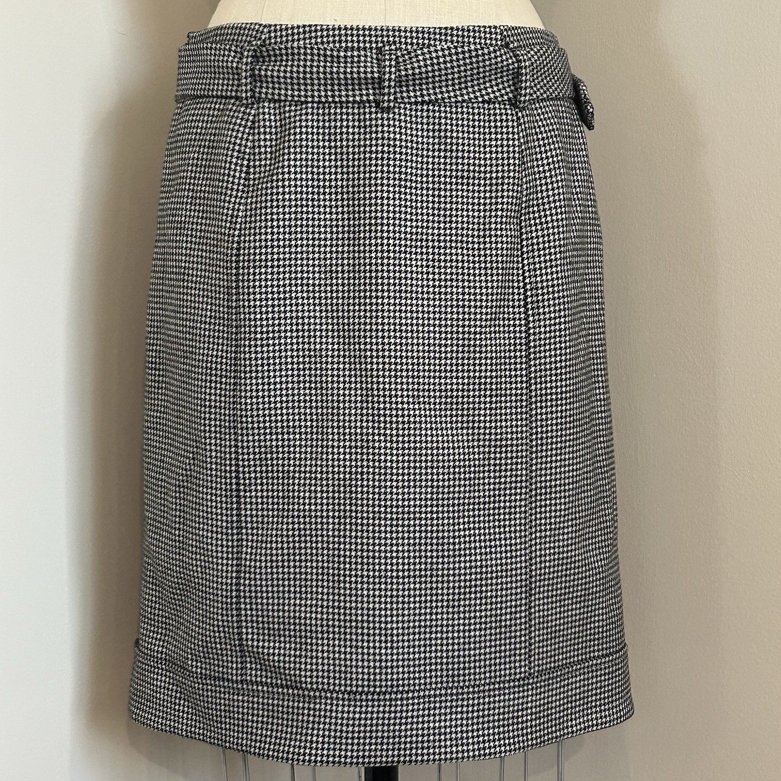 VTG 90s Talbots Houndstooth A-line Skirt 100% Wool Classic Preppy Tailored Sz 8