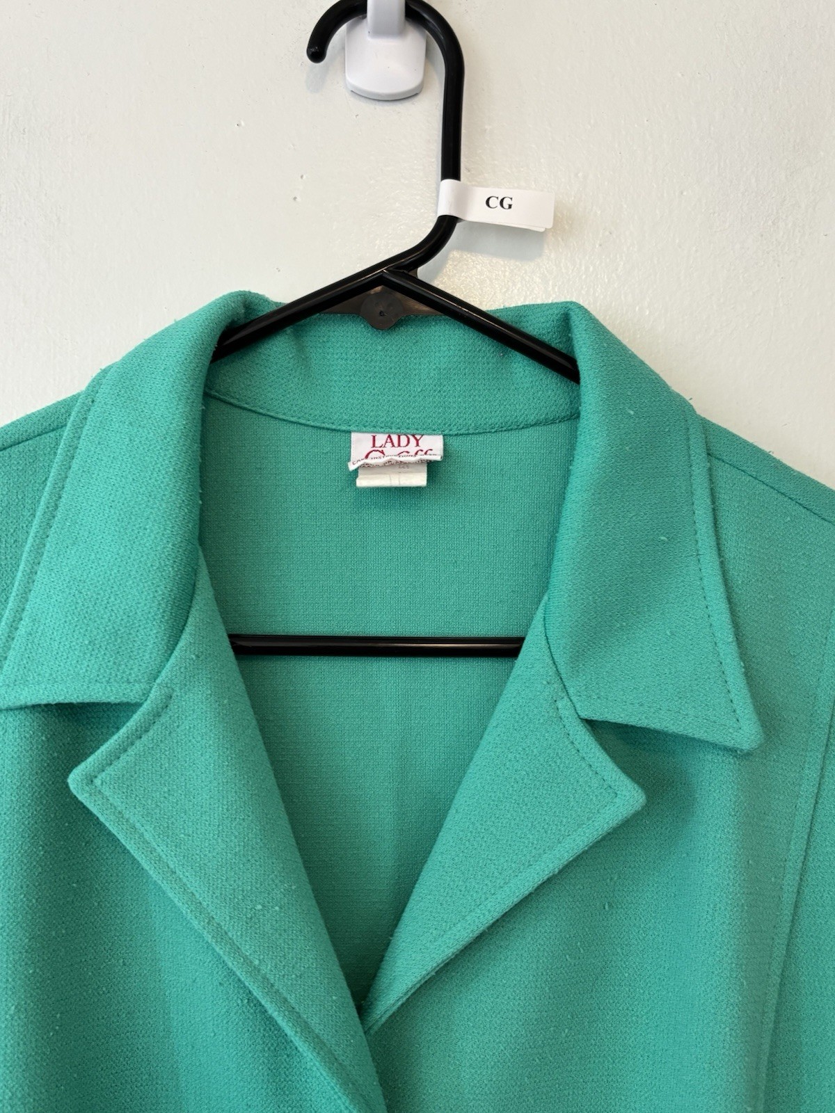 Vintage Lady Graff Jacket Green Pockets Large Button Front Textured