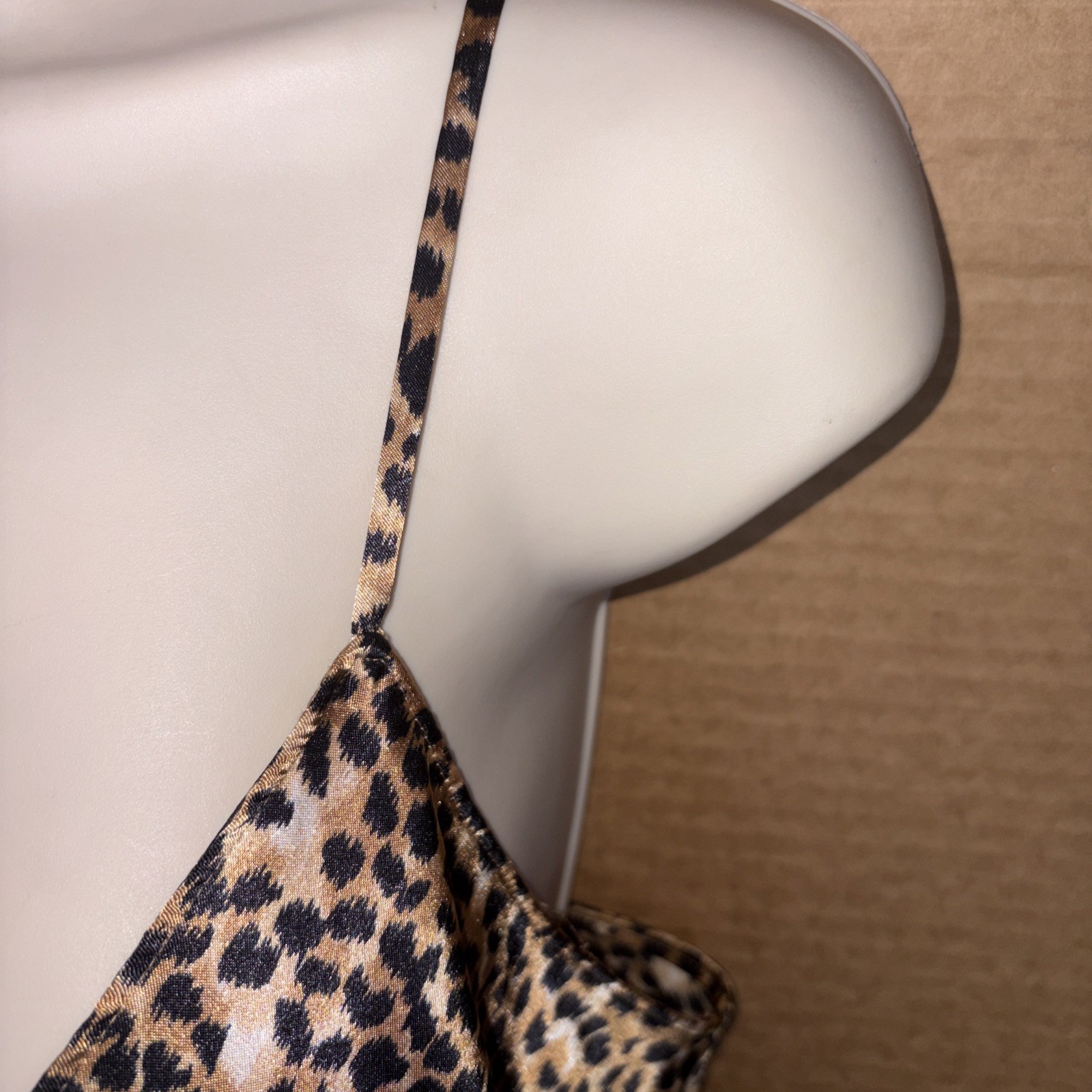 Vintage August Silk Intimates Cheetah Leopard Large Polyester Nightgown lingerie