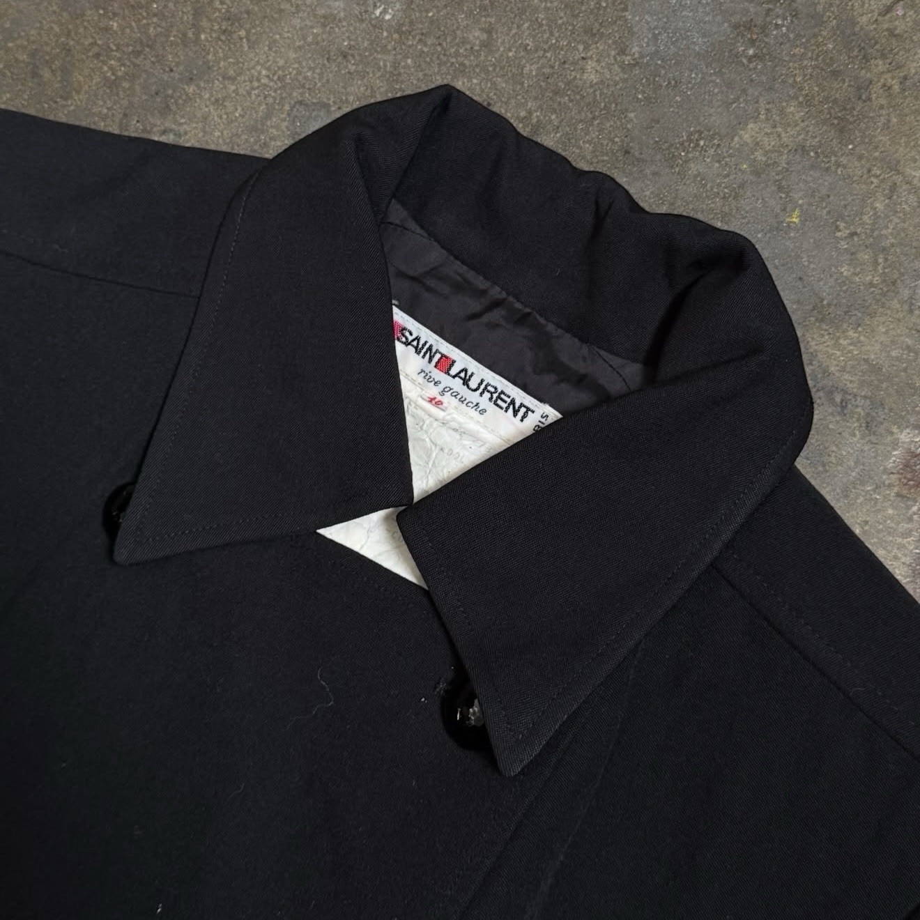 SAINT LAURENT Rive Gauche Vintage Black Double-Breasted Trench in Size 40 / S