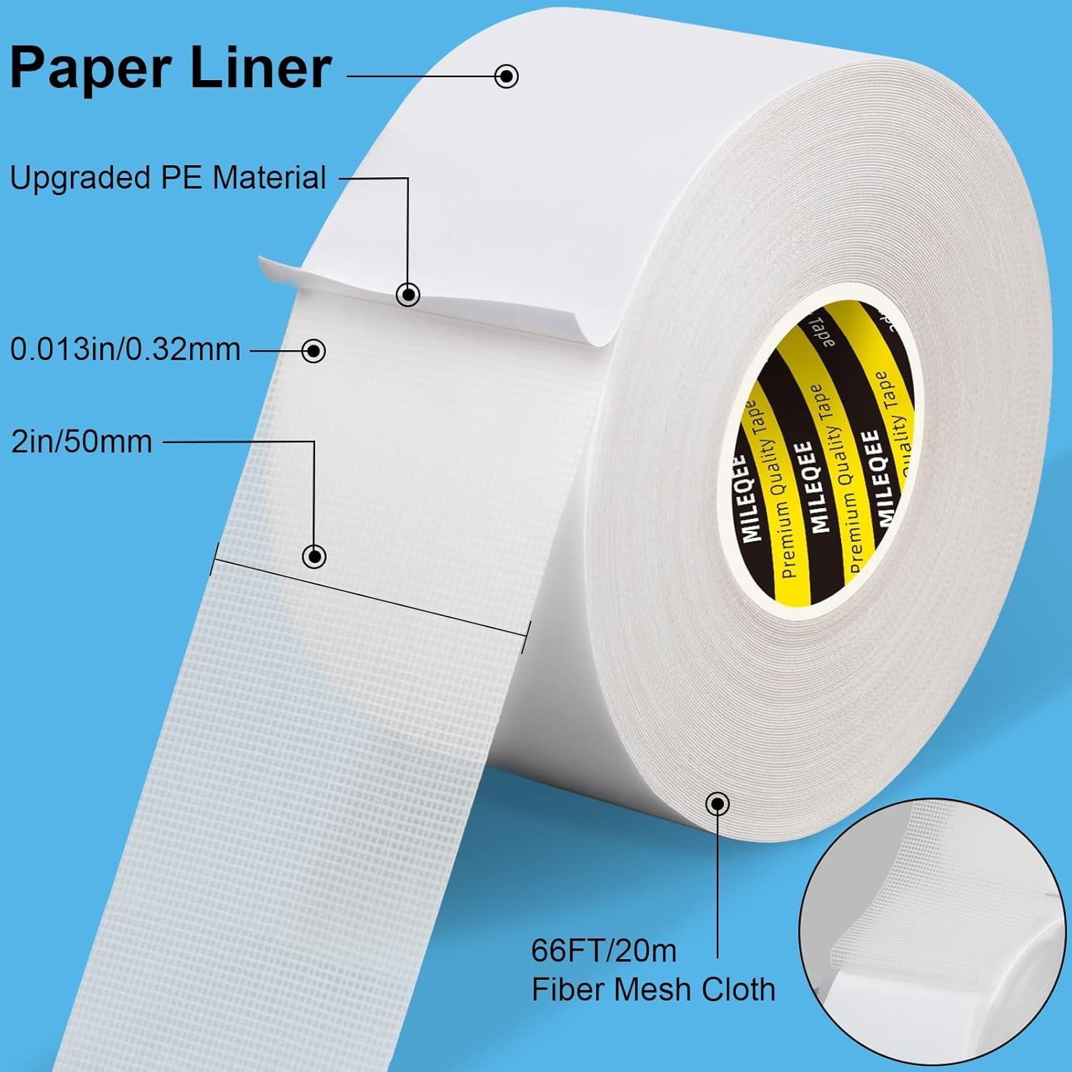 MILEQEE 4Pack Double Sided Tape Heavy Duty 2in x 66FT Universal High Tack Strong