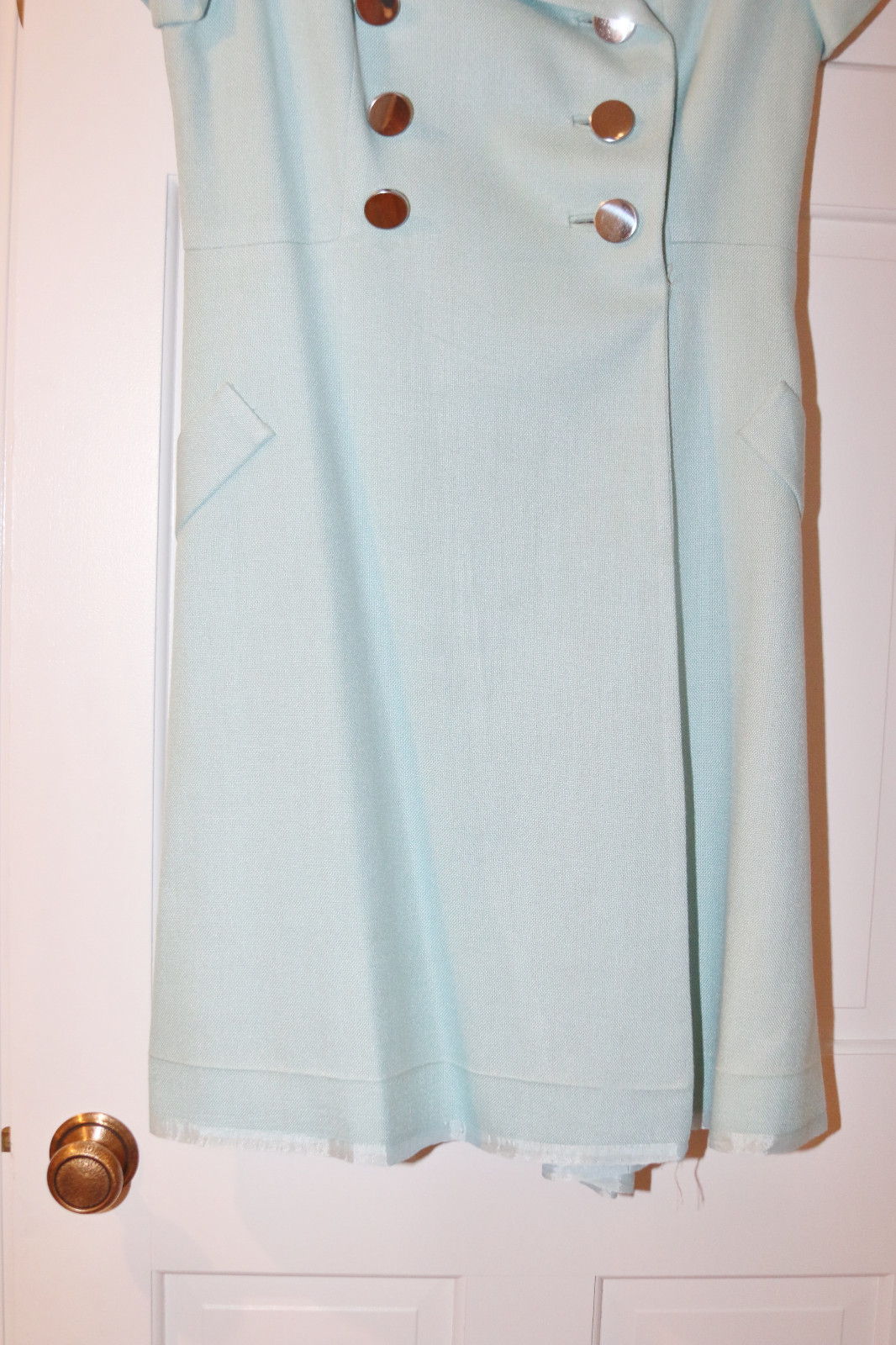 VINTAGE POWDER BLUE BUTTON DOWN SHORT SLEEVE DAVID WARREN DRESS – PRE-OWNED