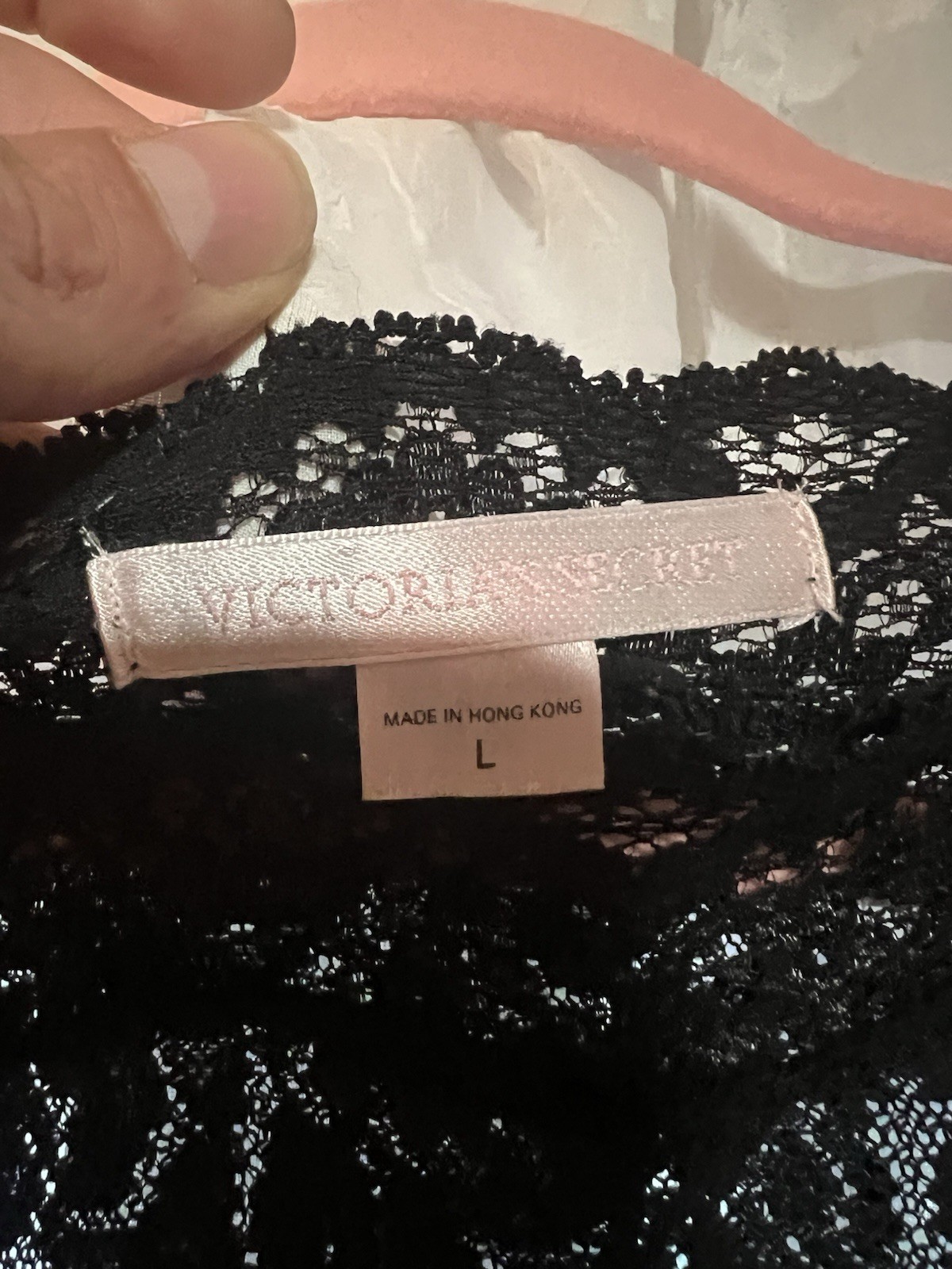 Vtg Y2K Victoria Secret Black Lace Lingerie Dress Bell Sleeves Large