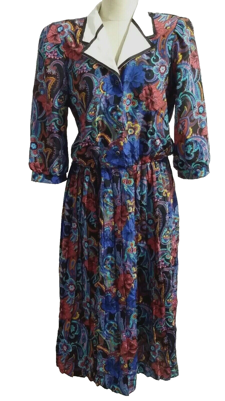 VINTAGE BRELI ORIGINALS MULTICOLOR Pleated DRESS MADE IN USA 14 (A2)