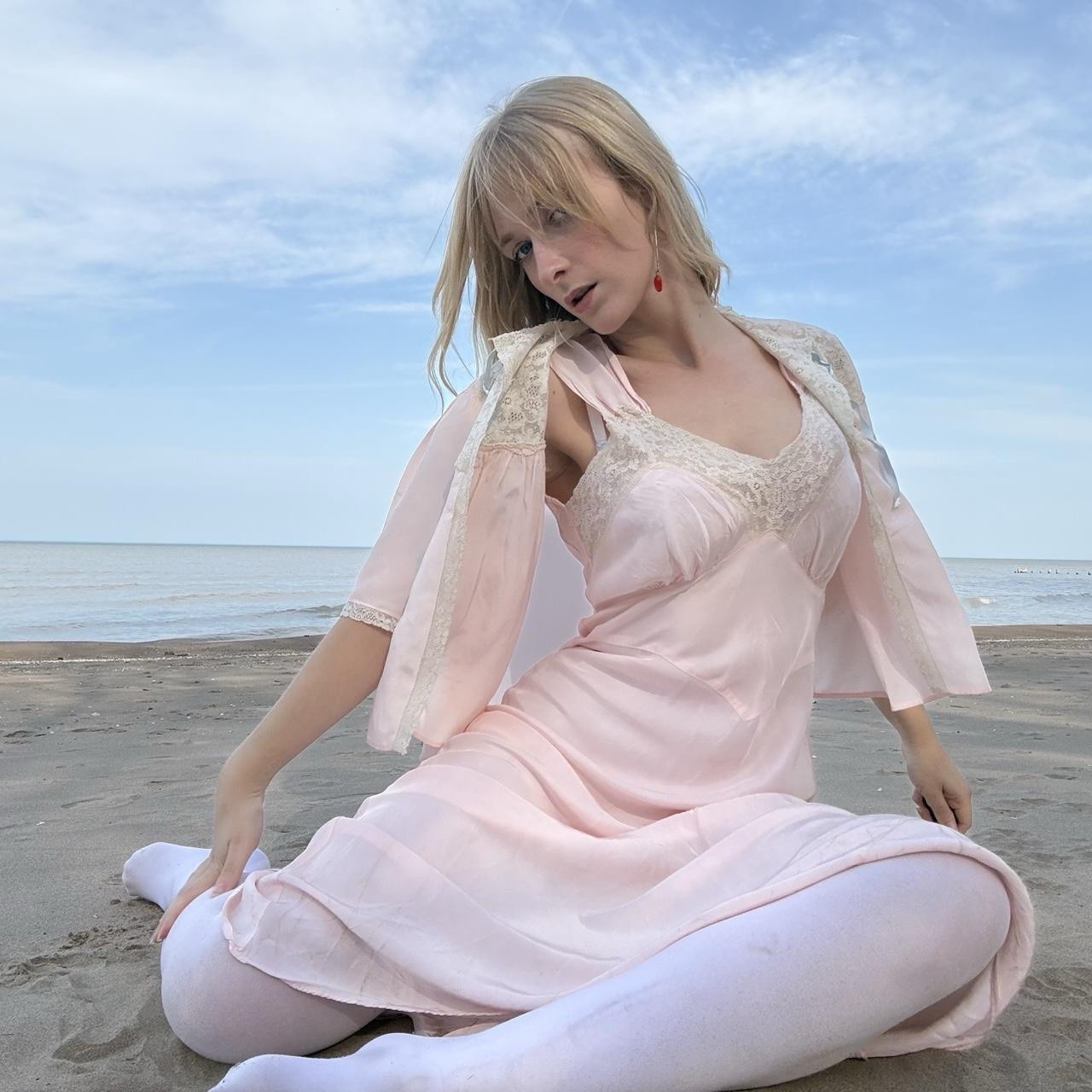 Antique Pink Lace Slip Set