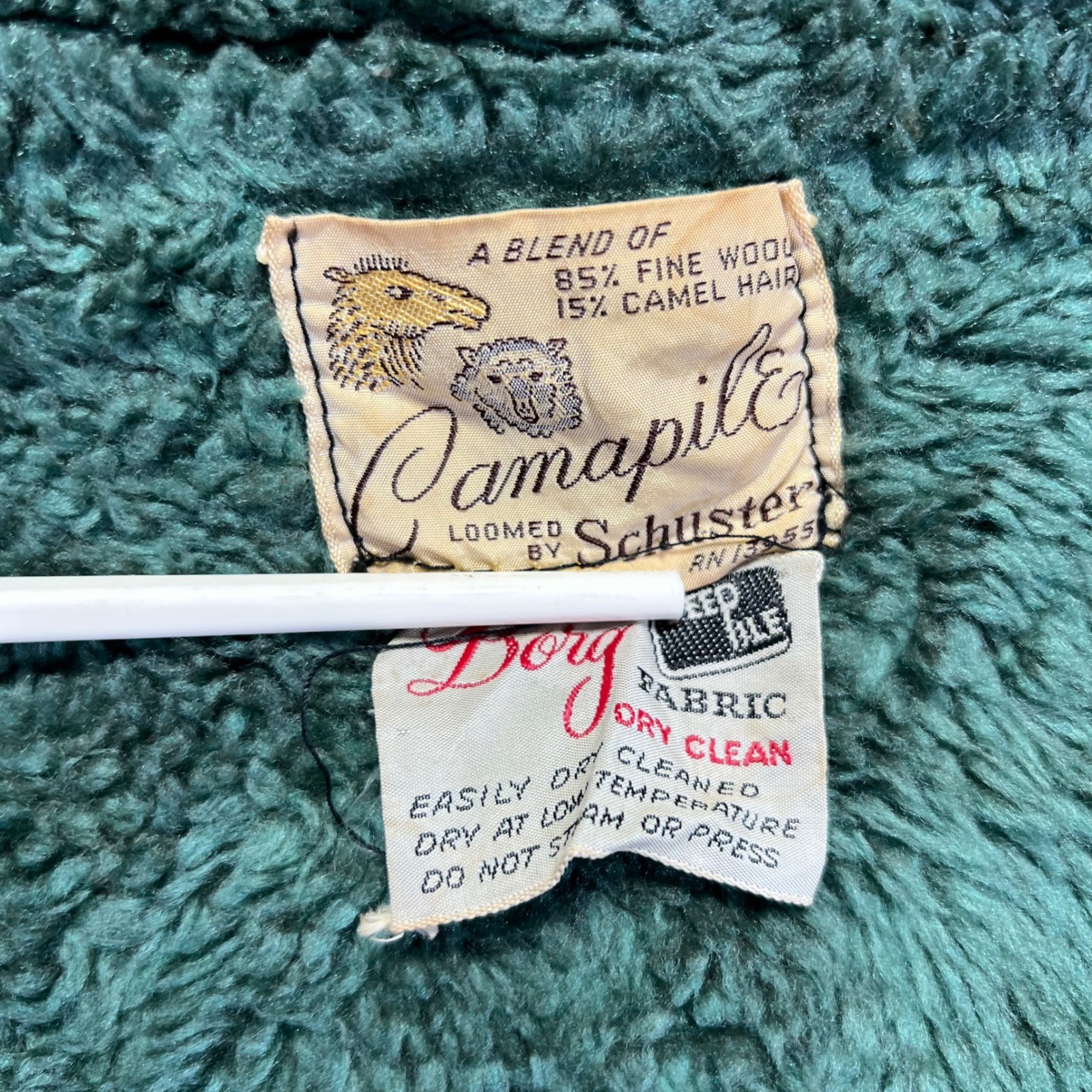 VINTAGE Schuster Camapile Jacket Womens 18 Fine Wool Camel Hair Hooded Coat 50s