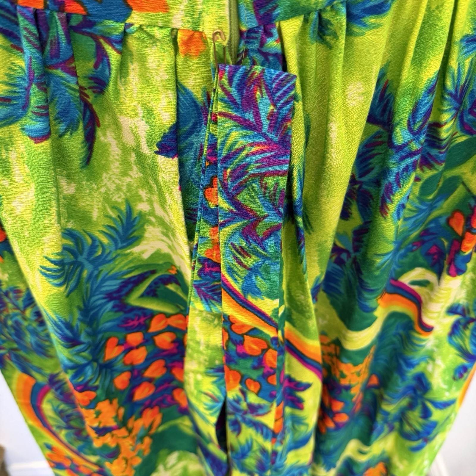 Vintage Pomare Tahiti NWT Hawaiian Tropical Rainbow Floral Maxi Dress Size 8