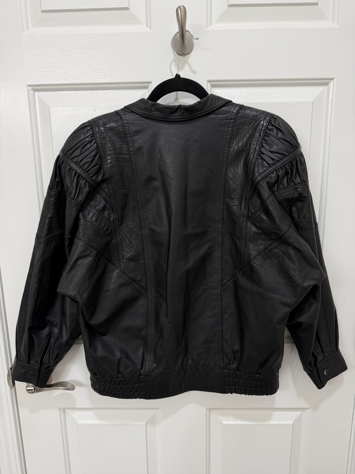 Vintage Black Leather Moto Jacket Size M-L