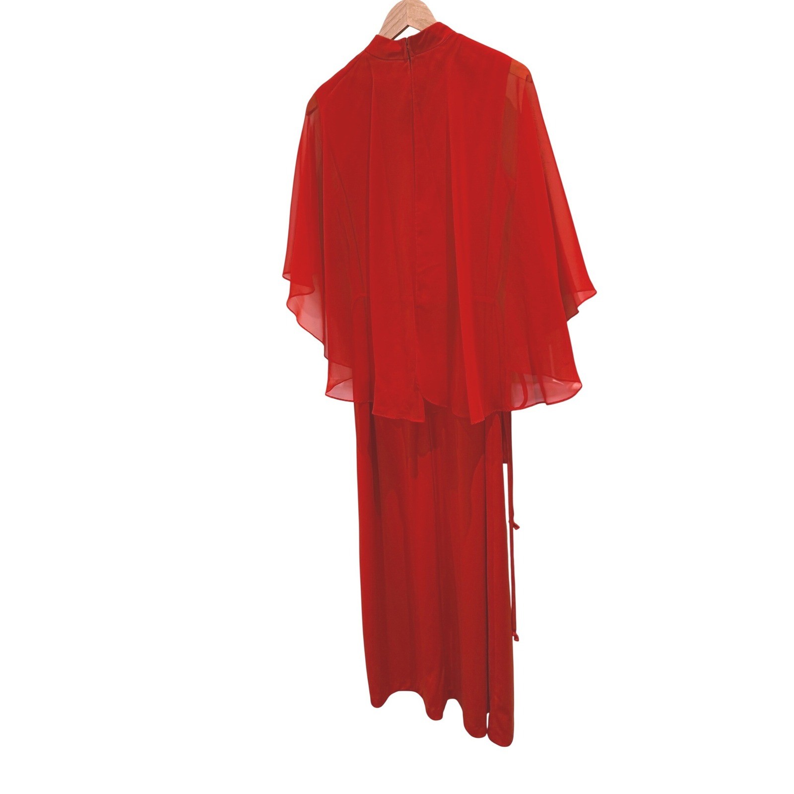 Vintage Jeanne Durrell Capelet Maxi Dress 14 70s Goddess Romantic Boho Rretro