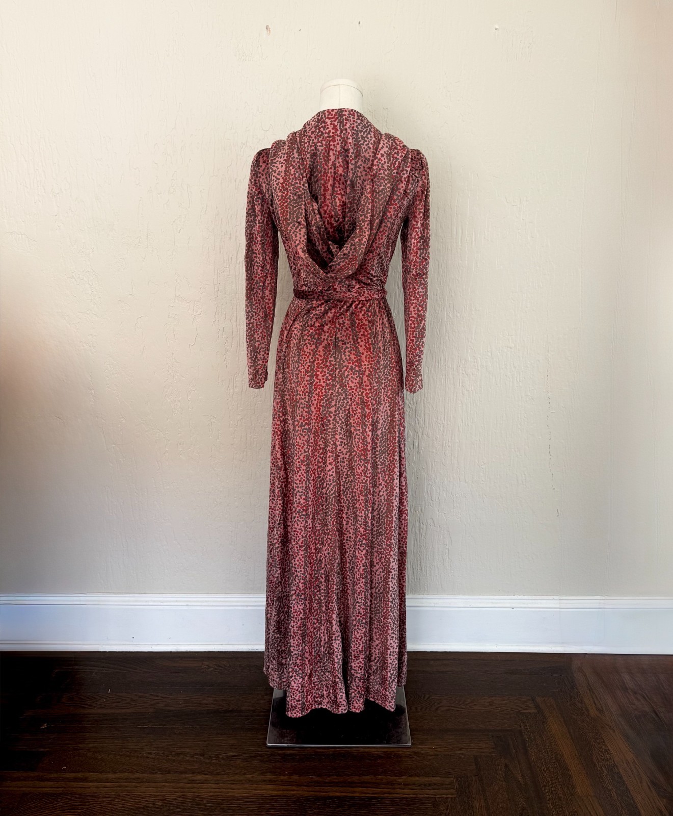 Vintage 1970s Velour Hooded Maxi Dress Witchy Disco Goddess by Carlye