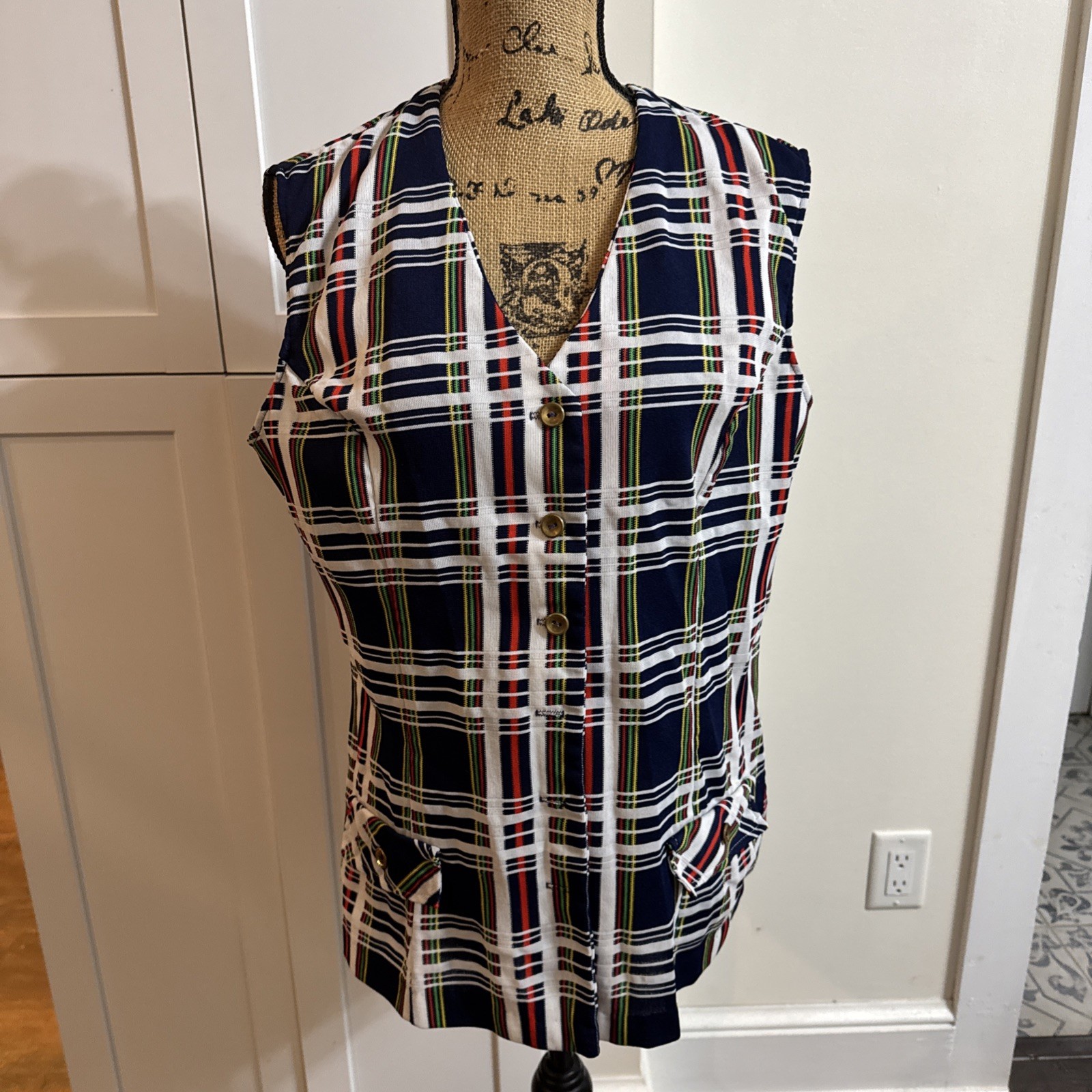 Vintage 70’s Lady Blair Plaid Vest Go Go Women’s Retro L/xl