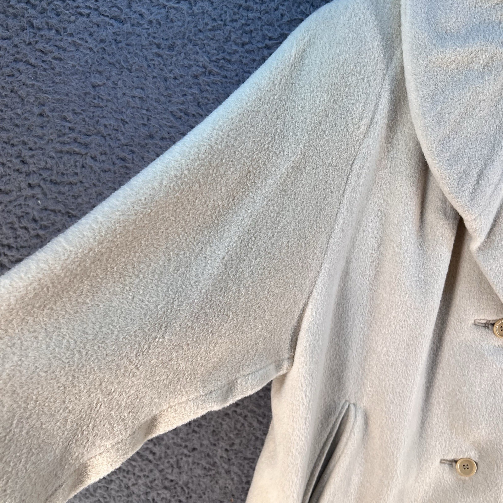 Vtg STROOCK Coat Womens Medium Cashmere Blend Beige Quiet Luxury Mob Wife Classy