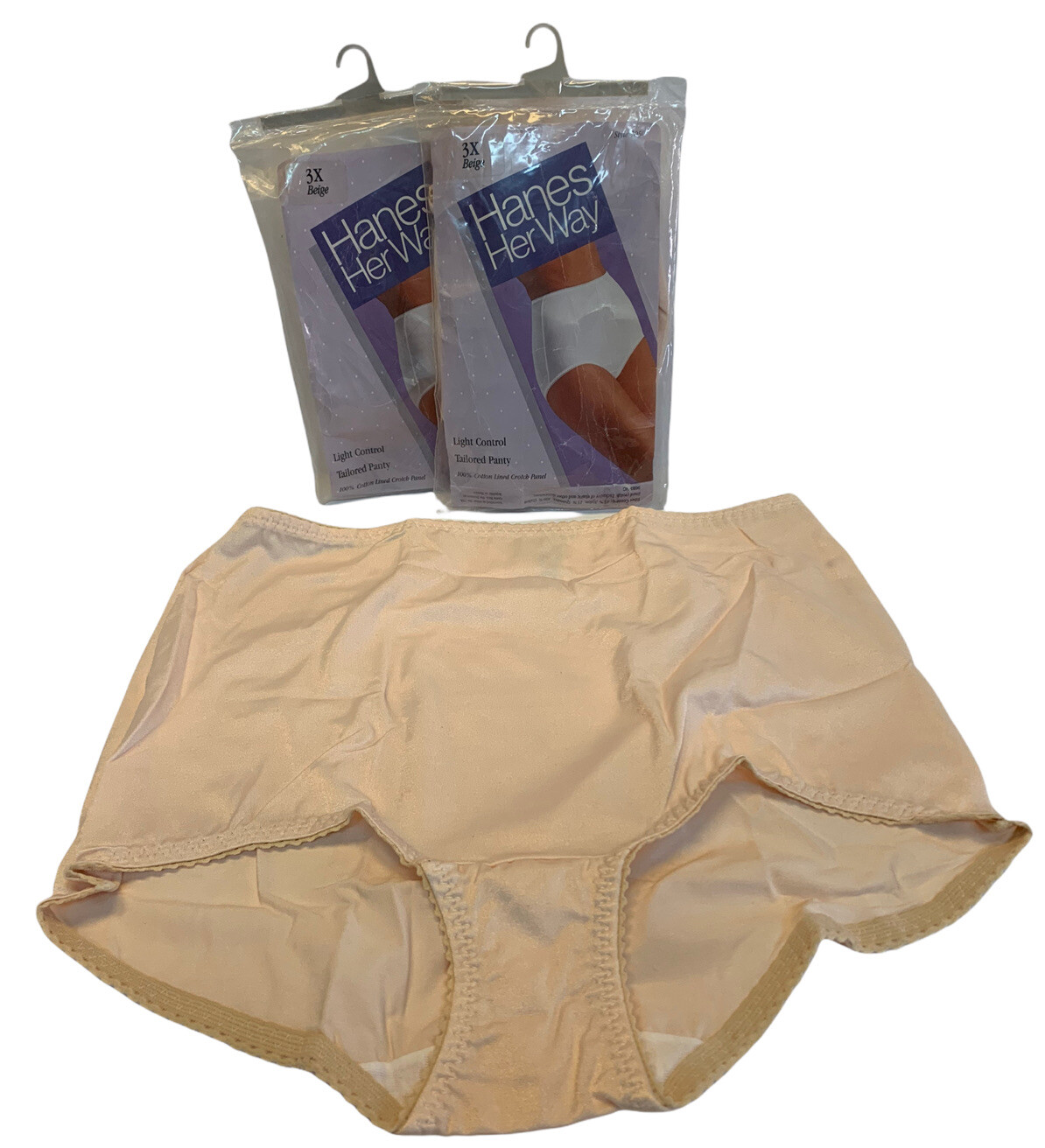 Vintage 1980’s 2 Pair Hanes Her Way Light Control Full Panties 3X Silky NEW NOS