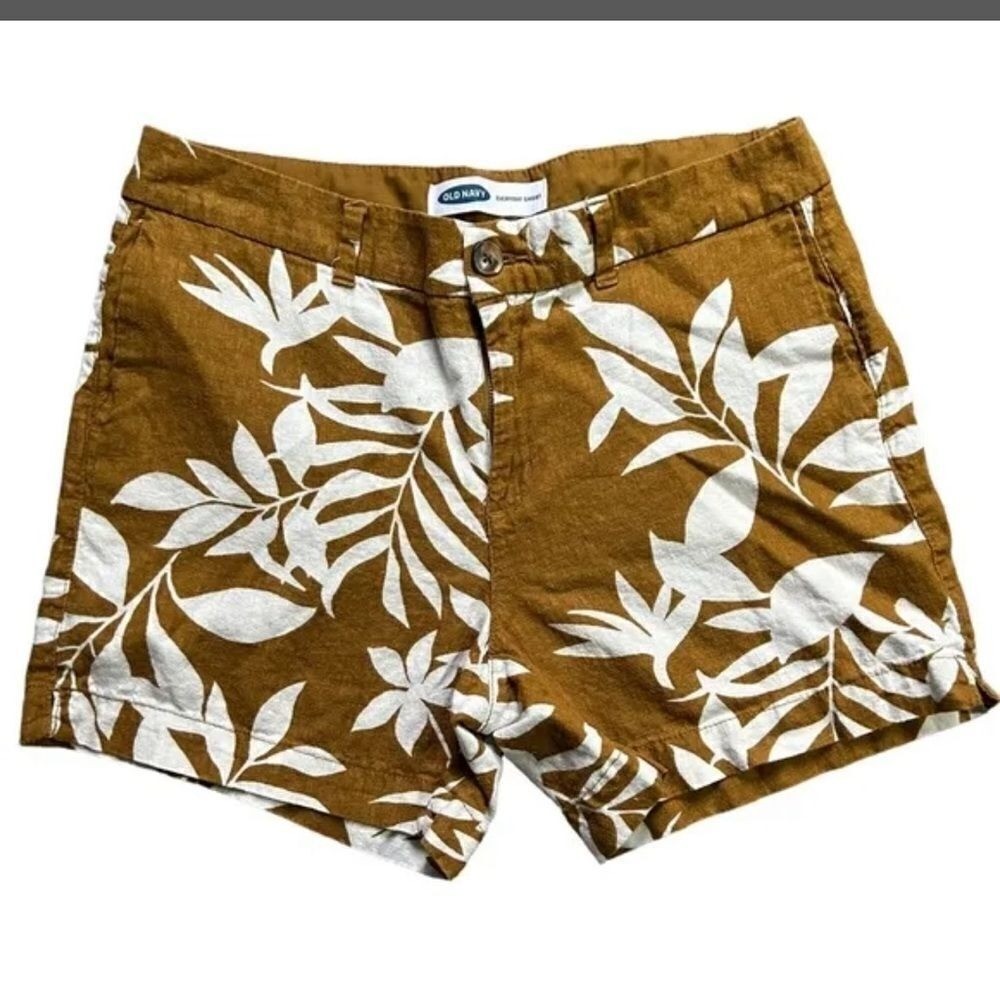Old Navy Everyday Short Linen Blend Tropical Botanical Print Shorts 20 plus NWT