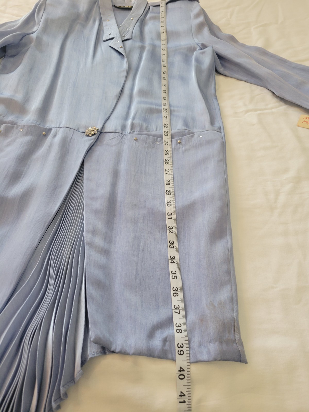 Vintage L.A. GLO Periwinkle Duster Jacket Womens L Studded Pleated Back 80s NWT