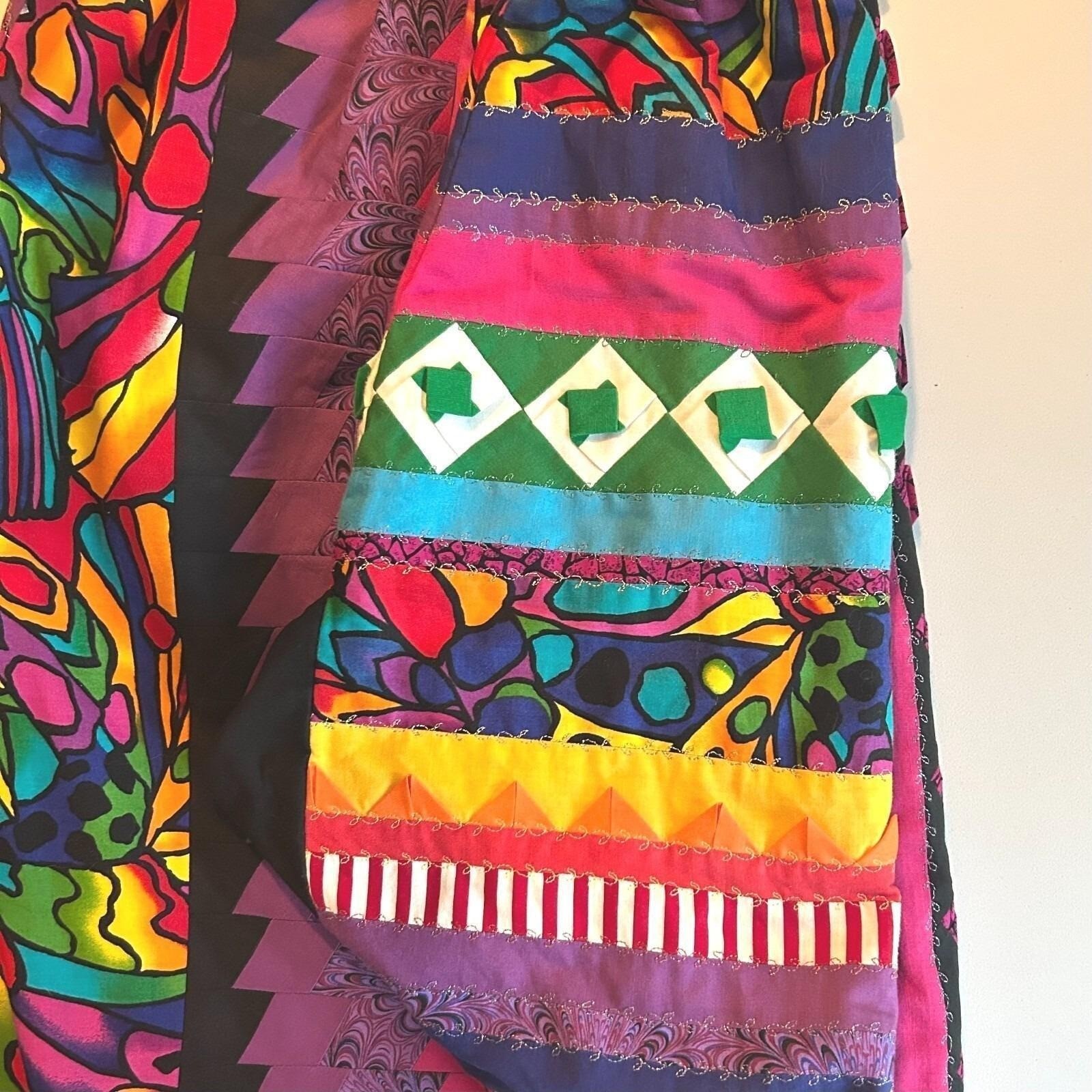 Womens Vintage 80s Art to Wear Patchwork Jacket Multicolor Quilted Maximalist