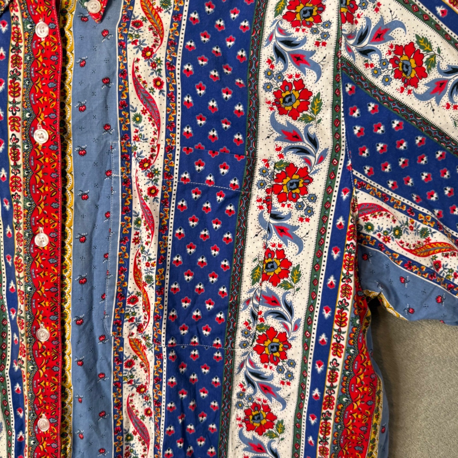 Vintage 90s Floral Patchwork Boxy Shirt Size 20 Novelty Cotton Western Eclectic