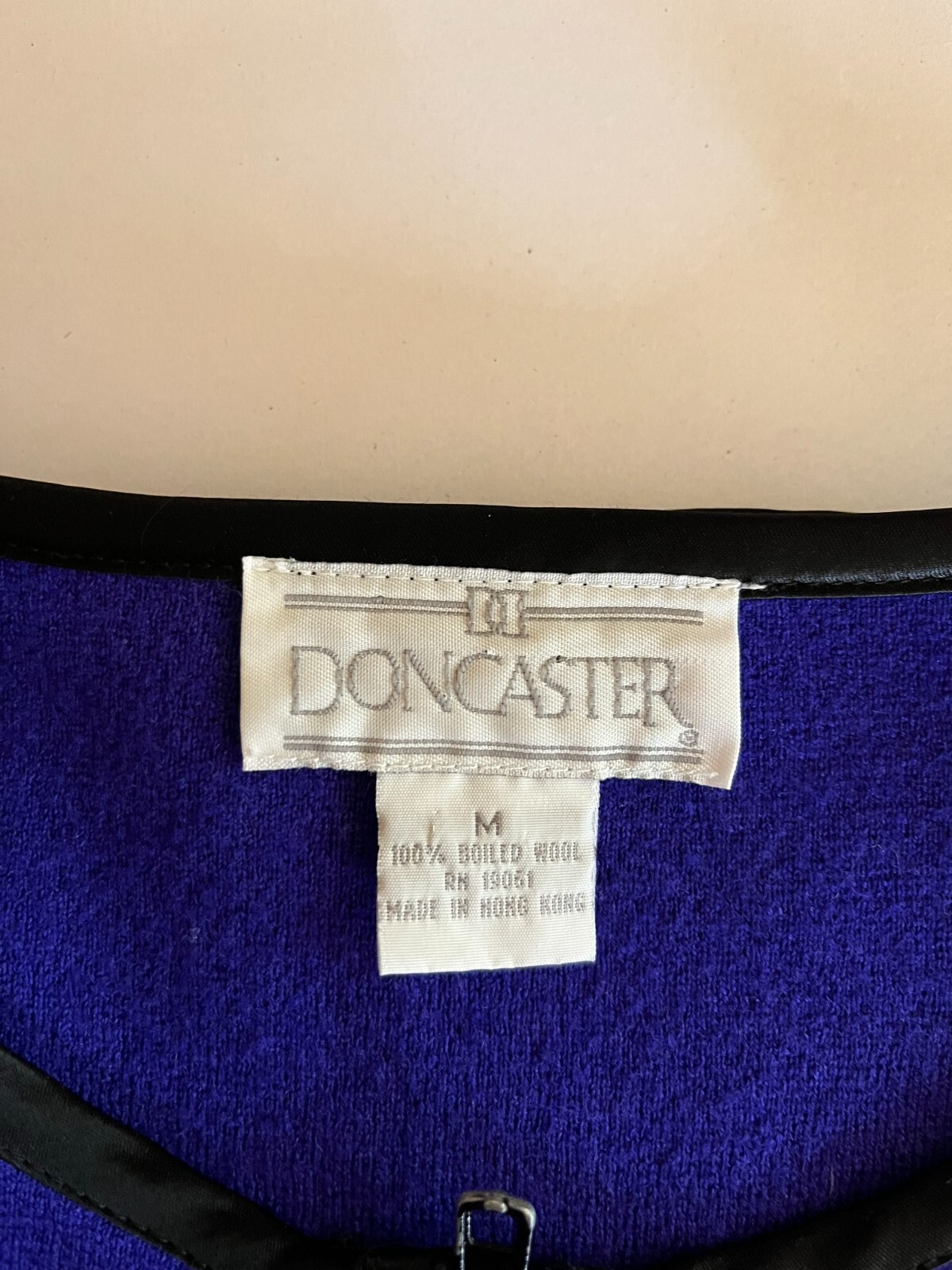 Vintage Doncaster Size M Violet Boiled Wool Jacket Full Zip Satin Trim