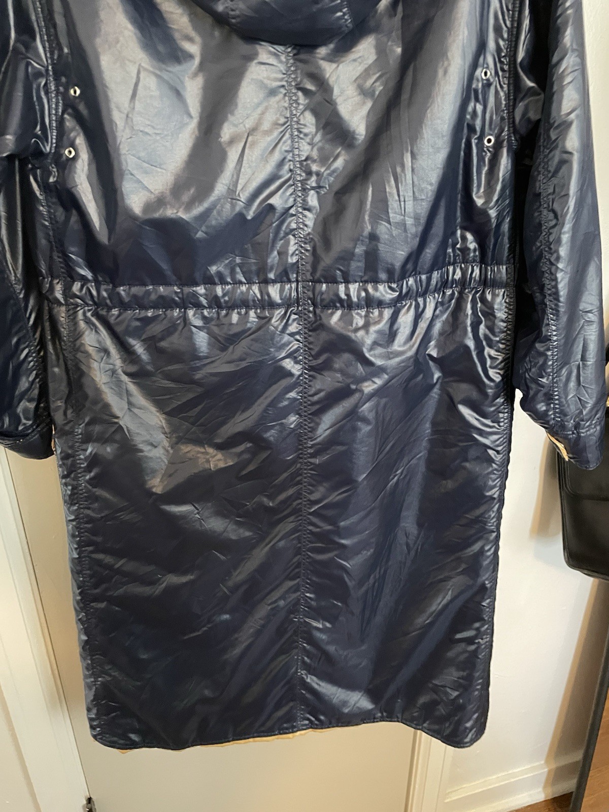 COURREGES c.1970&rsquo;s Hyperbole Paris Navy Blue Drawstring Windbreaker Raincoat