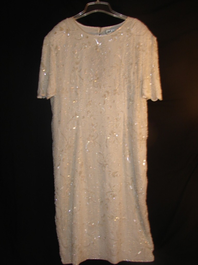 Vintage AP Ltd 100% Silk Designer Beaded Dress Timeless Classic Design Size 3X