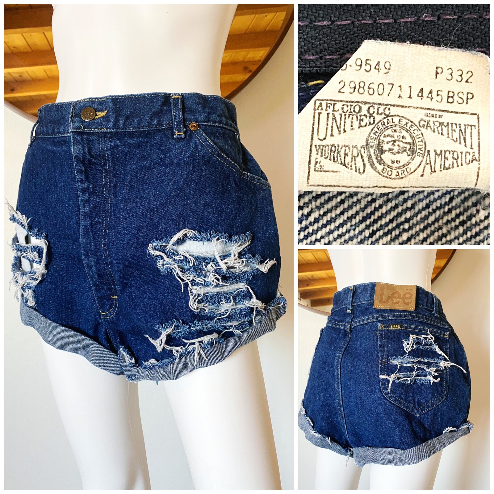 VTG 70&rsquo;S 80&rsquo;S LEE RIDERS CUT OFF SHORTS DISTRESSED MADE IN USA FITS 33-34.5&Prime; W