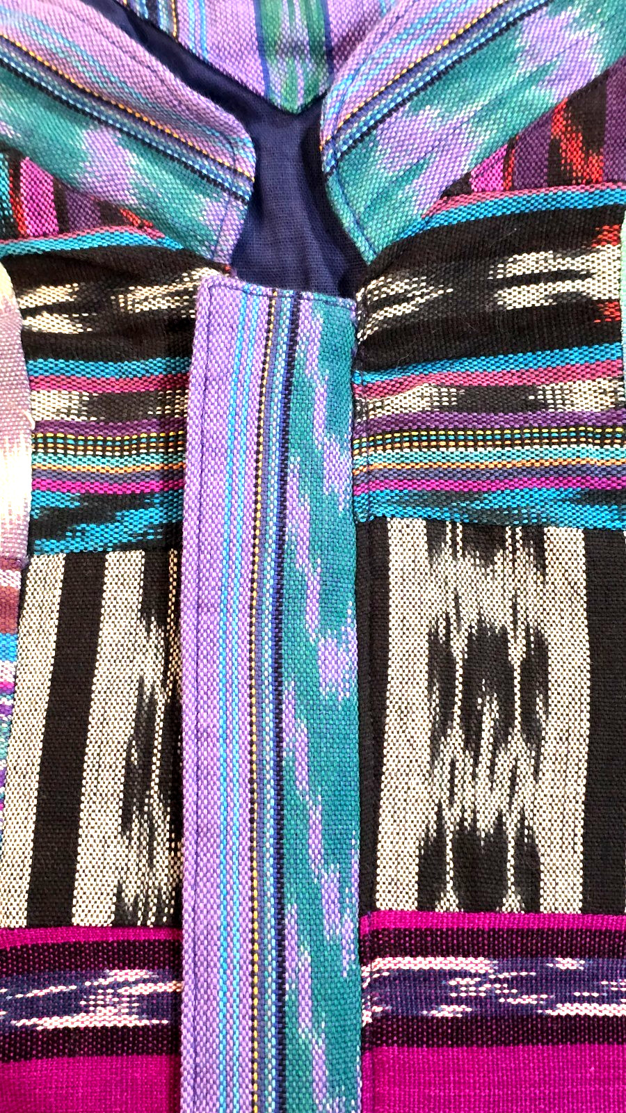 Huipil Strip Guatemala Hippie Patchwork Festival Woven Zip Bomber Jacket VTG 90s