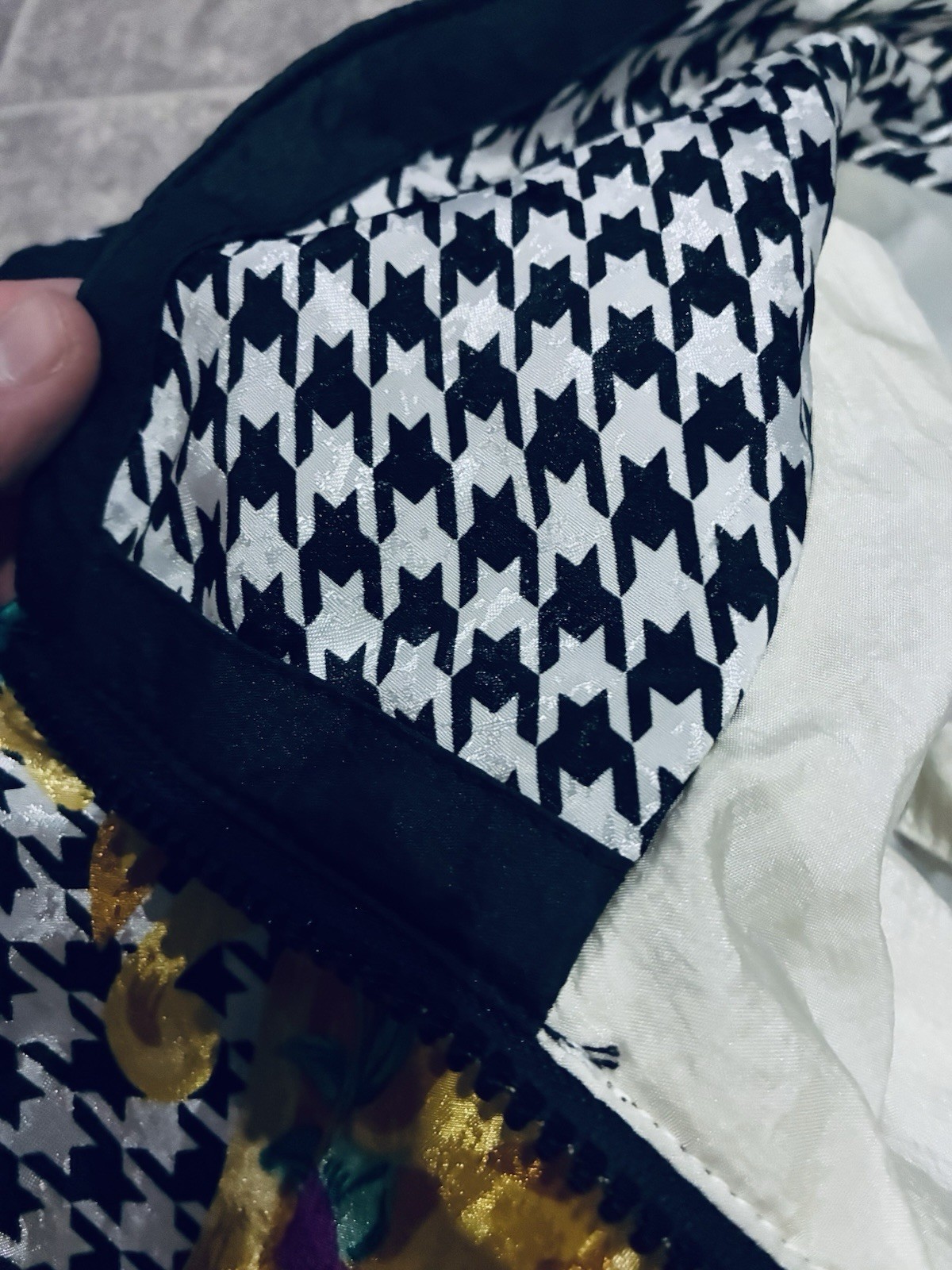 1980’s bold Houndstooth pattern 2 Layers Windbreaker Jacket Large festival