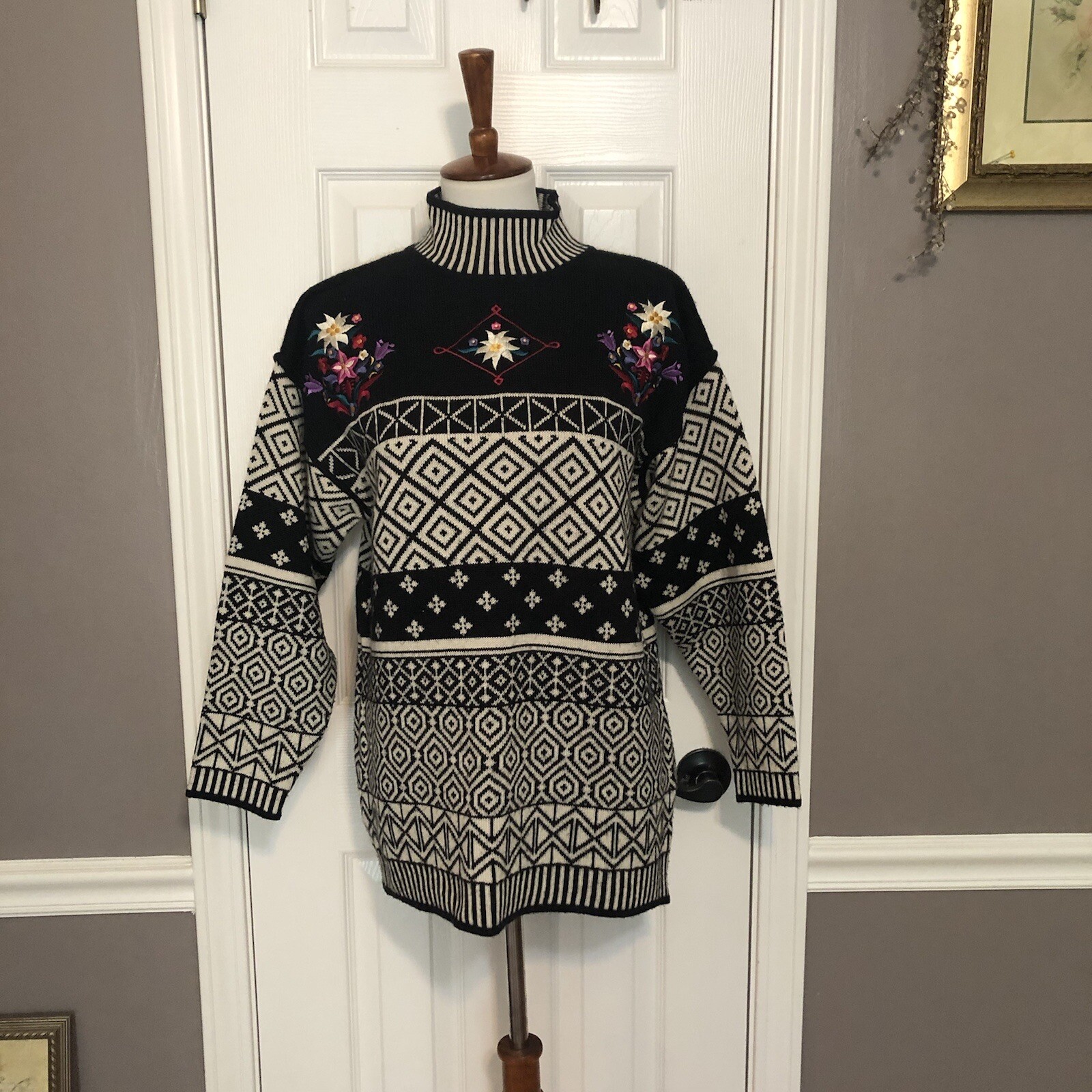 Pretty Vintage Obermeyer Chloe Sweater~S~Fair Isle/Edelweiss~B:44~Wool Blend~EC!