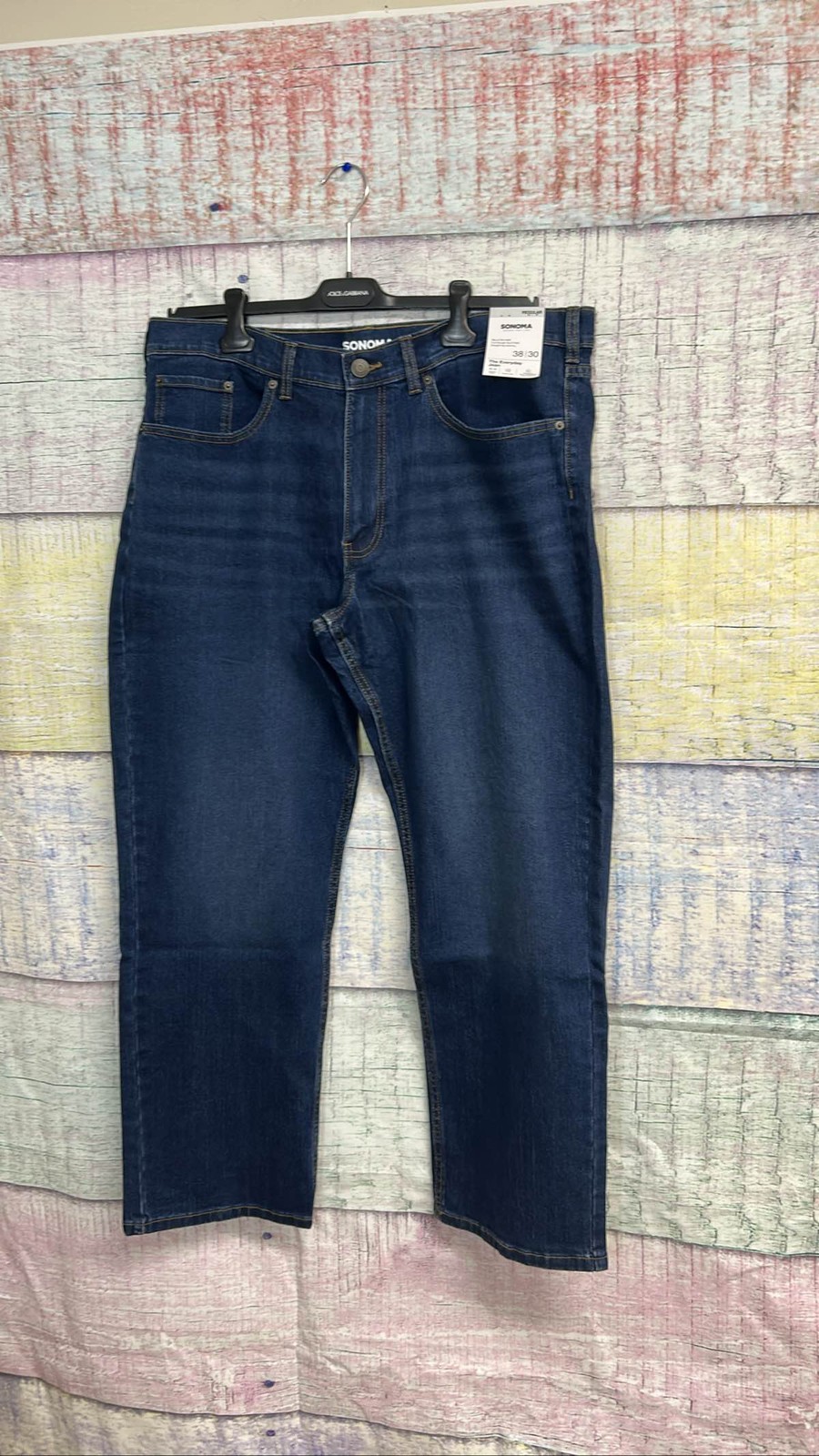 Sonoma Men&rsquo;s Everyday Regular Fit Jeans 38×30 Dark Wash Blue Denim Stretch