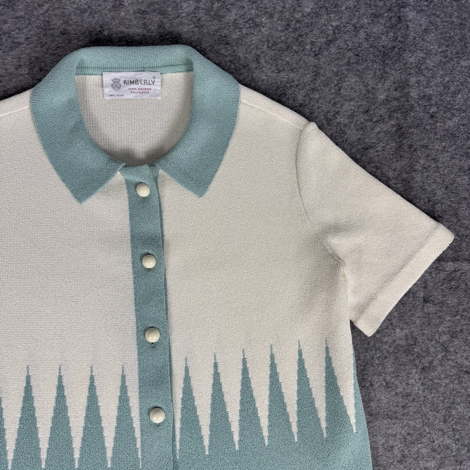 Vintage 70s Kimberly Knit Polo Women’s Size 20 Rockabilly Mod Disco Sweater Golf