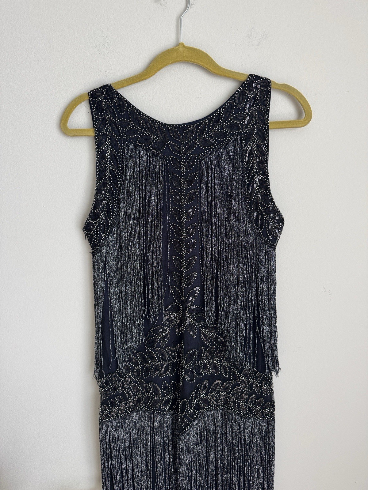 1920s Gatsby Style Beaded Fringe Flapper Dress Art Deco Cocktail Party Size S