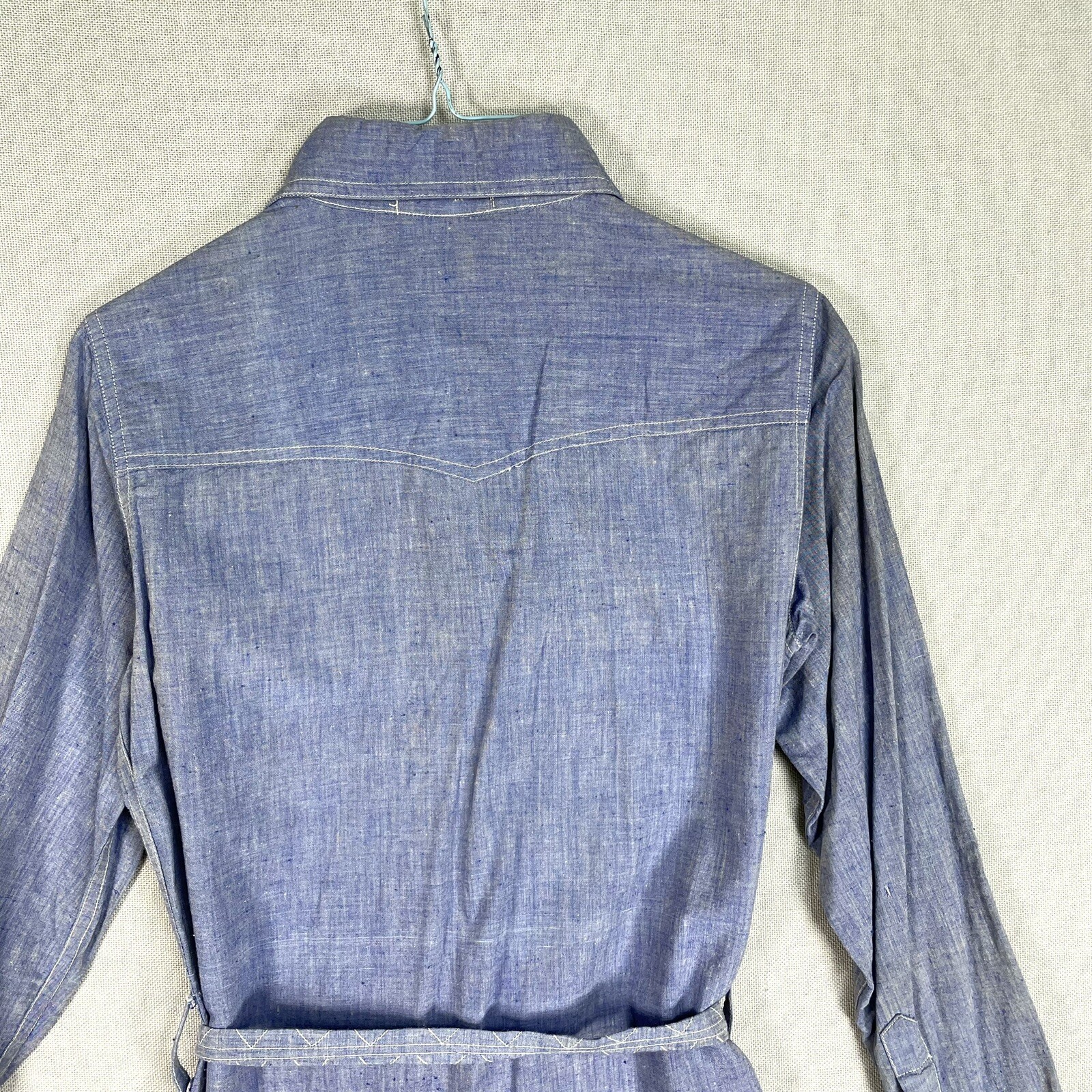 VINTAGE 60s 70s Denim Shirt Size Small Womens Made in India Boho Hippy J23