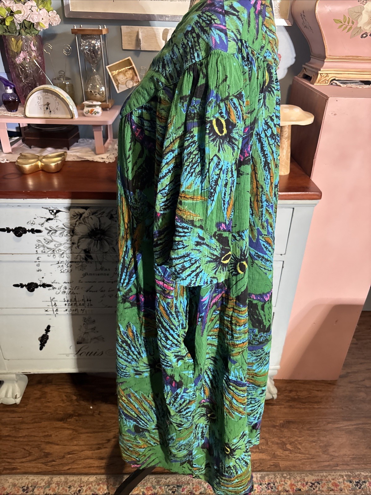 Sante Classics One Size Boho Grannycore Patio/ House Dress. Pockets. Cotton.